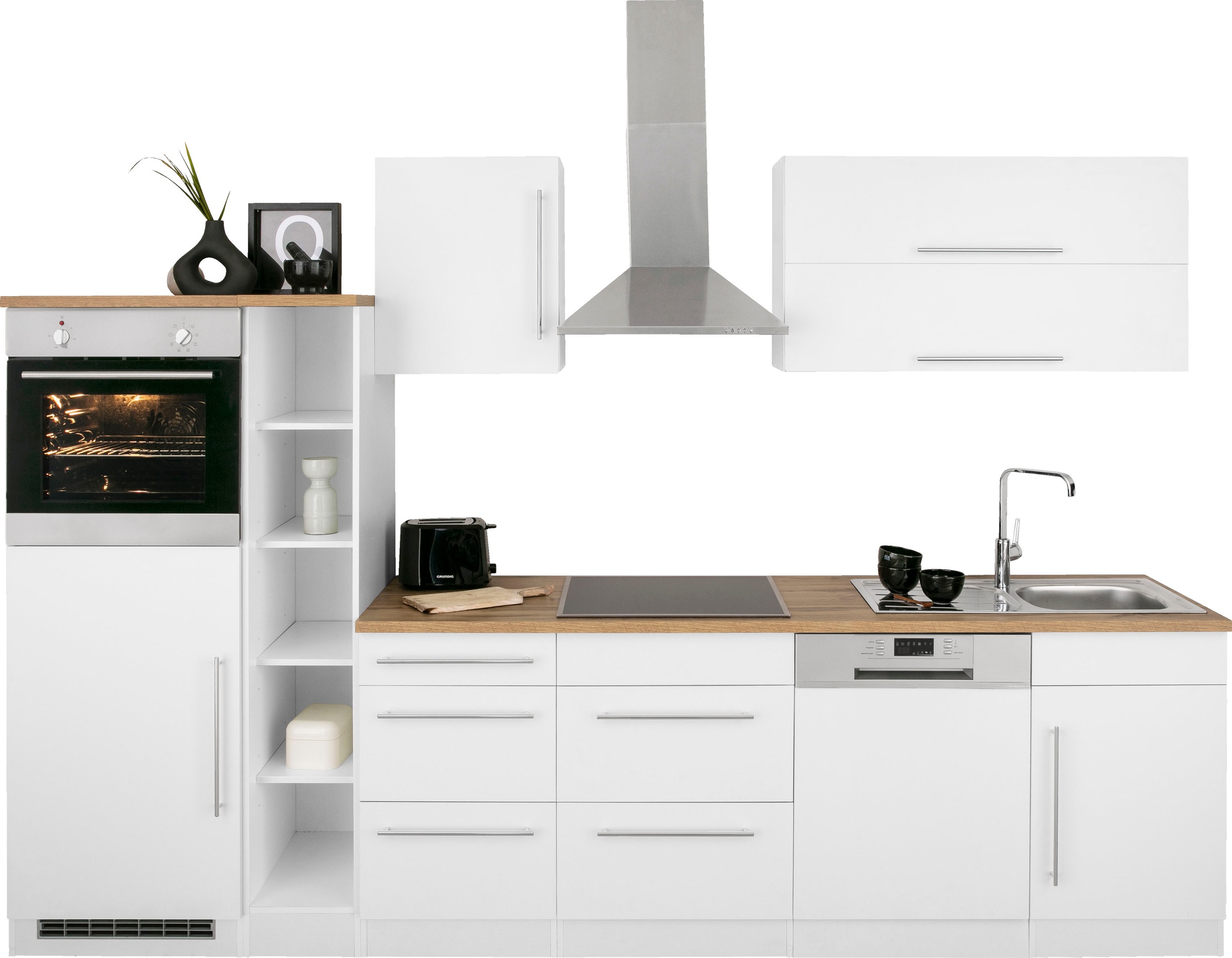 KOCHSTATION Küchenzeile »KS-Samos« Breite 310 cm, wahlweise mit E-Geräten und Induktionkochfeld