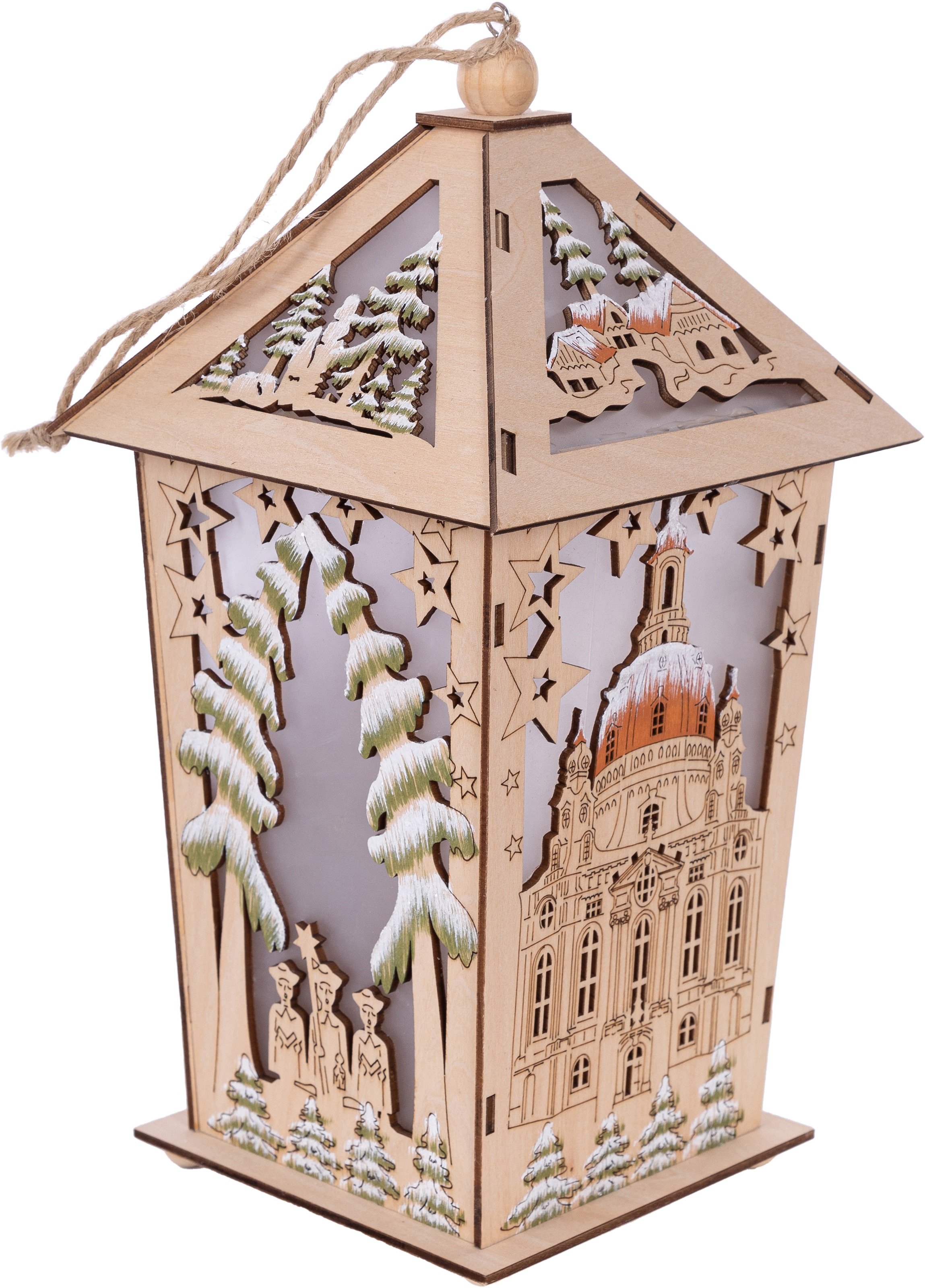 Myflair Möbel & Accessoires Dekoobjekt »LED Laterne« zum Hängen oder Stellen in beige, Größe B/H/T: 15,5 cm x 31 cm