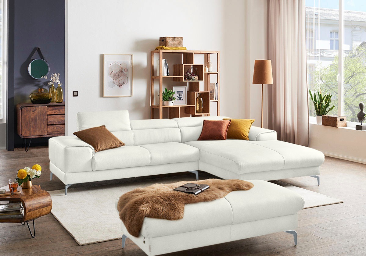 W.SCHILLIG Polsterhocker »piedroo, Designsofa mit tollem Sitzkomfort, bequem, L-Form«, Füße in Silber matt