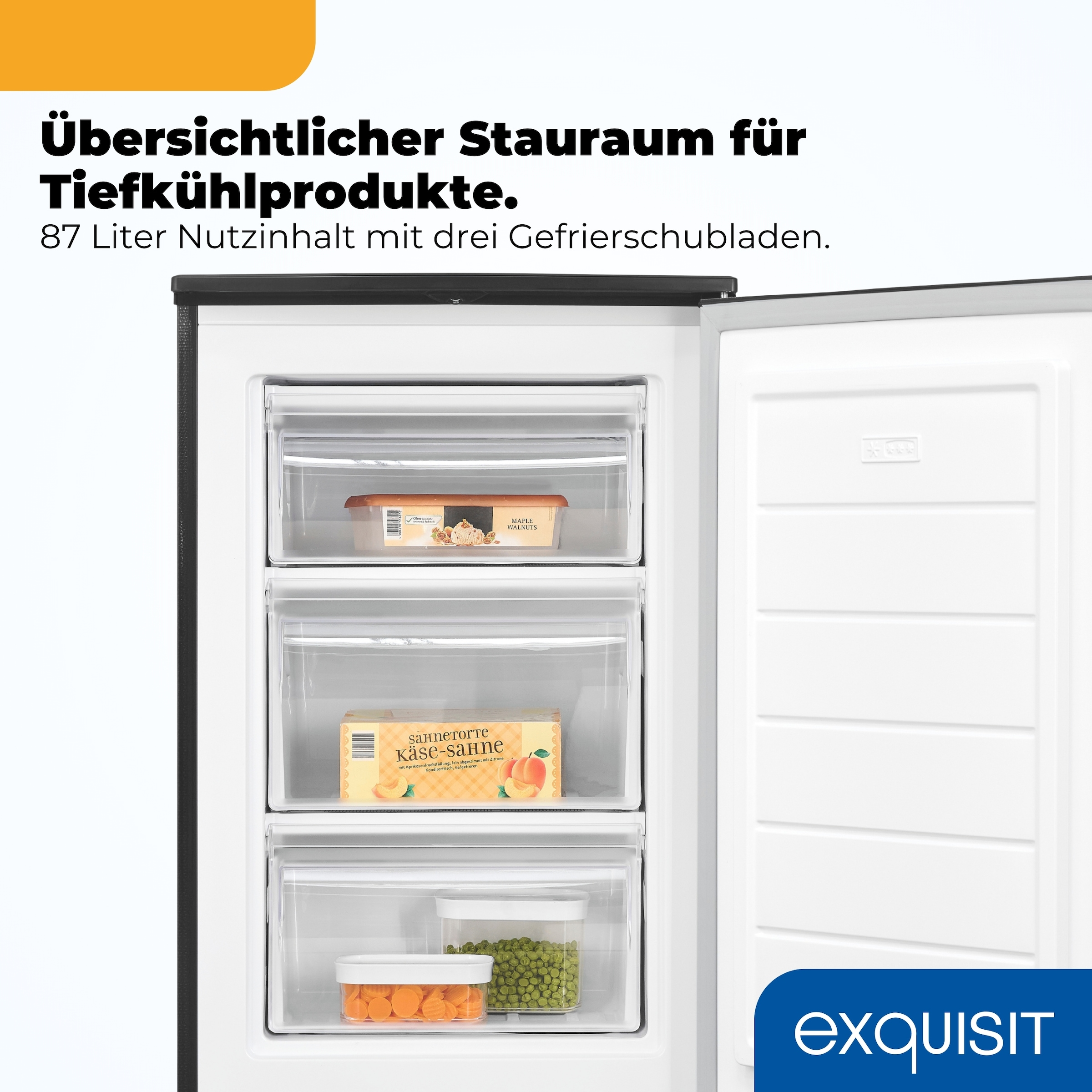 exquisit Gefrierschrank »GS81-040B inoxlook-az« 85 cm hoch 54,5 cm breit