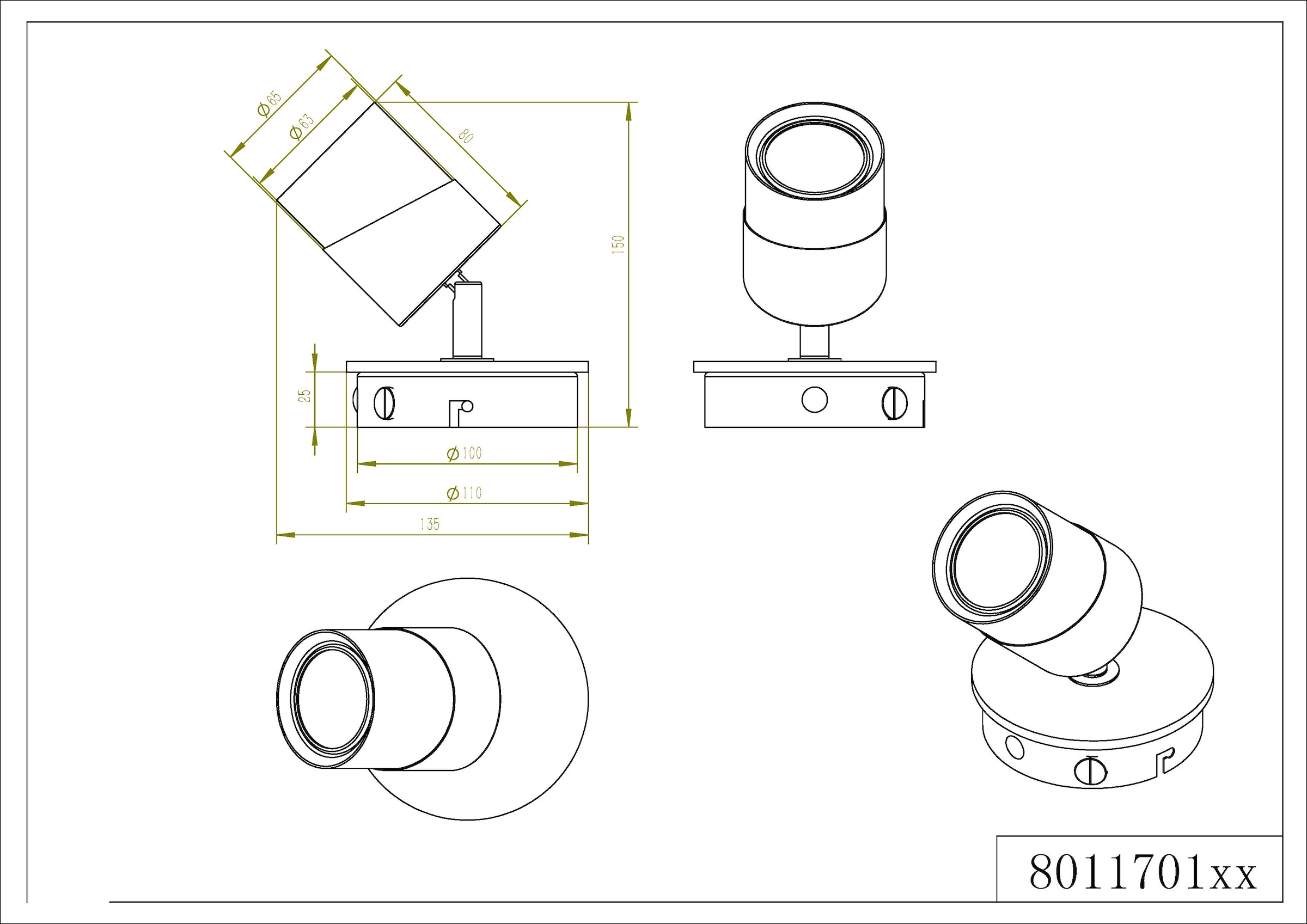 TRIO Leuchten Deckenstrahler »ARUNI, Spot 1-flammig Wandspot Deckenspot exkl 1x GU10 max 10W«, 1 flammig, Leuchtmittel GU10 | Leuchtmittel wechselbar, Wandstrahler mit ON/OFF-Schalter Materialmix Holz / Metall verstellbar