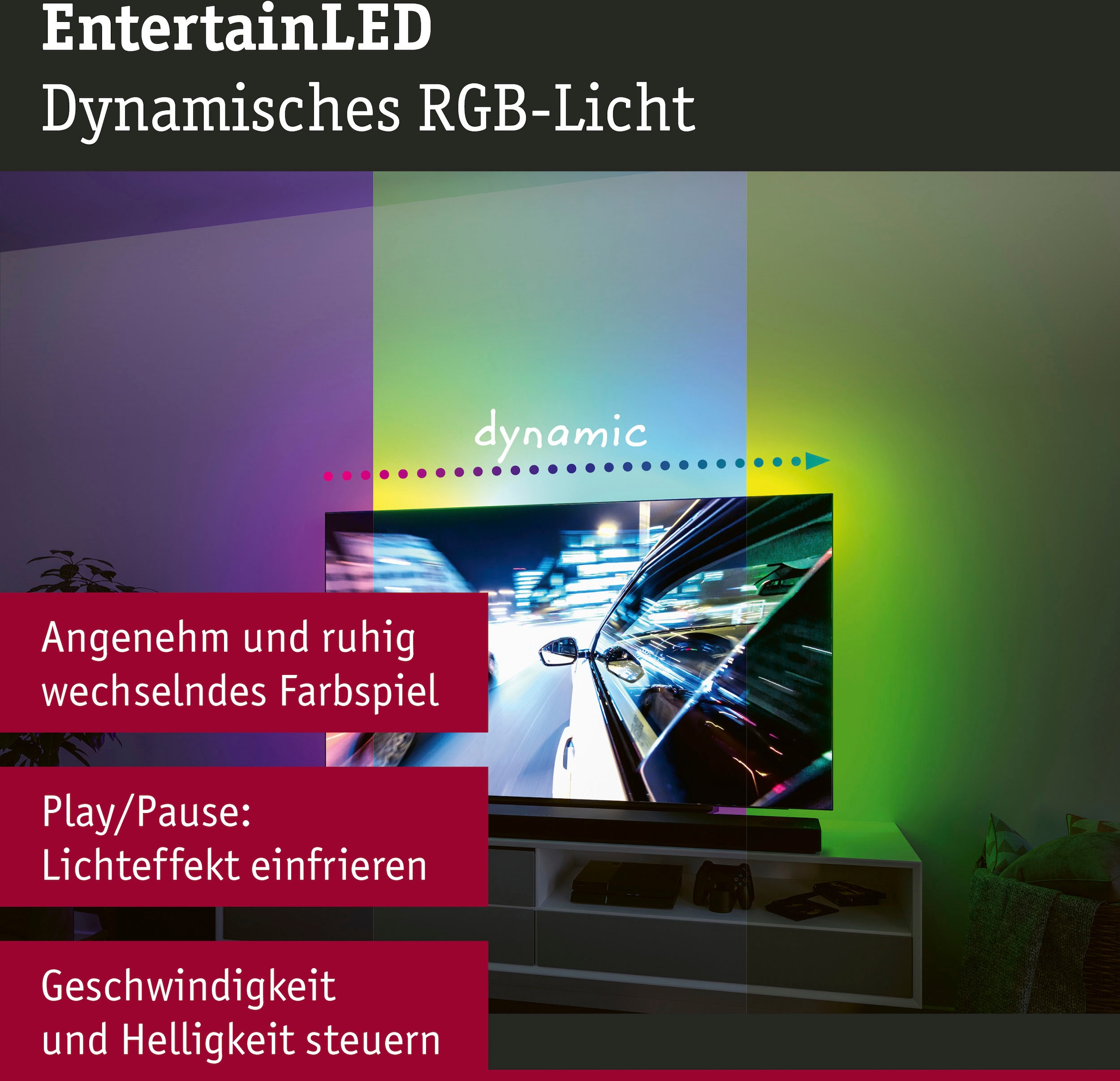 Paulmann LED-Streifen »USB LED Strip TV-Beleuchtung 75 Zoll 3,1m Dynamic Rainbow RGB 5W«, 1 St.-flammig