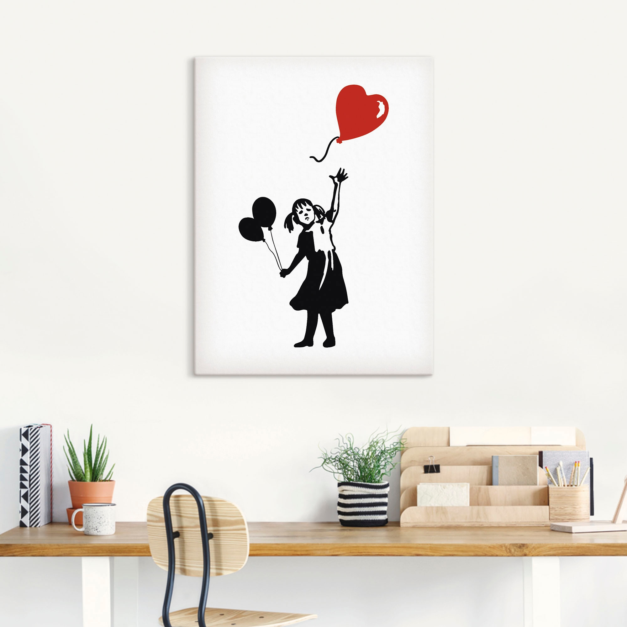 Artland Leinwandbild »Silhouette Mädchen Ballon Herz«, Bilder von Kindern, (1 St.), auf Keilrahmen gespannt
