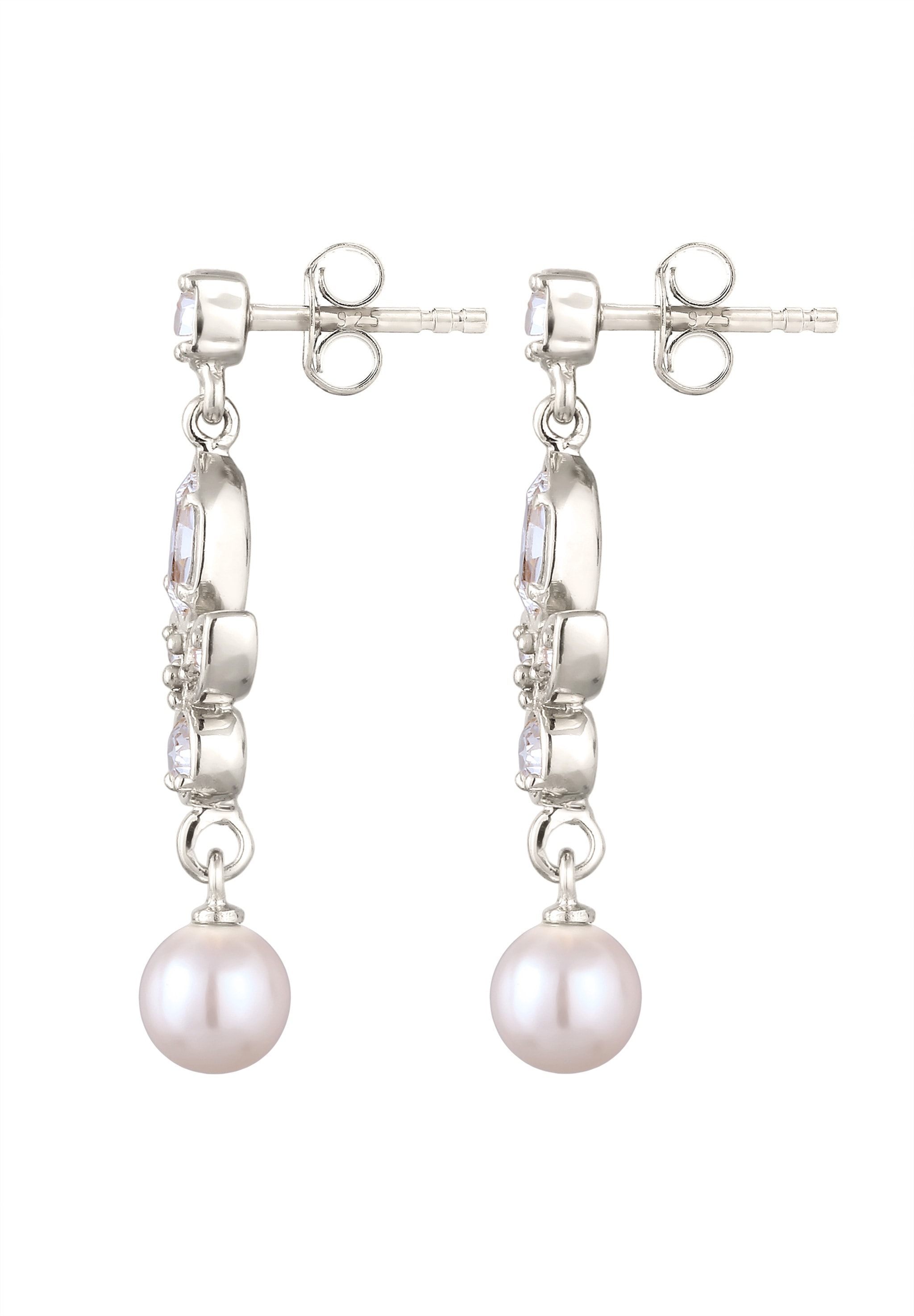 Elli Paar Ohrstecker »Ohrringe Ohrstecker mit Perlen von Swarovski® Weiß 925 Sterling Silber«