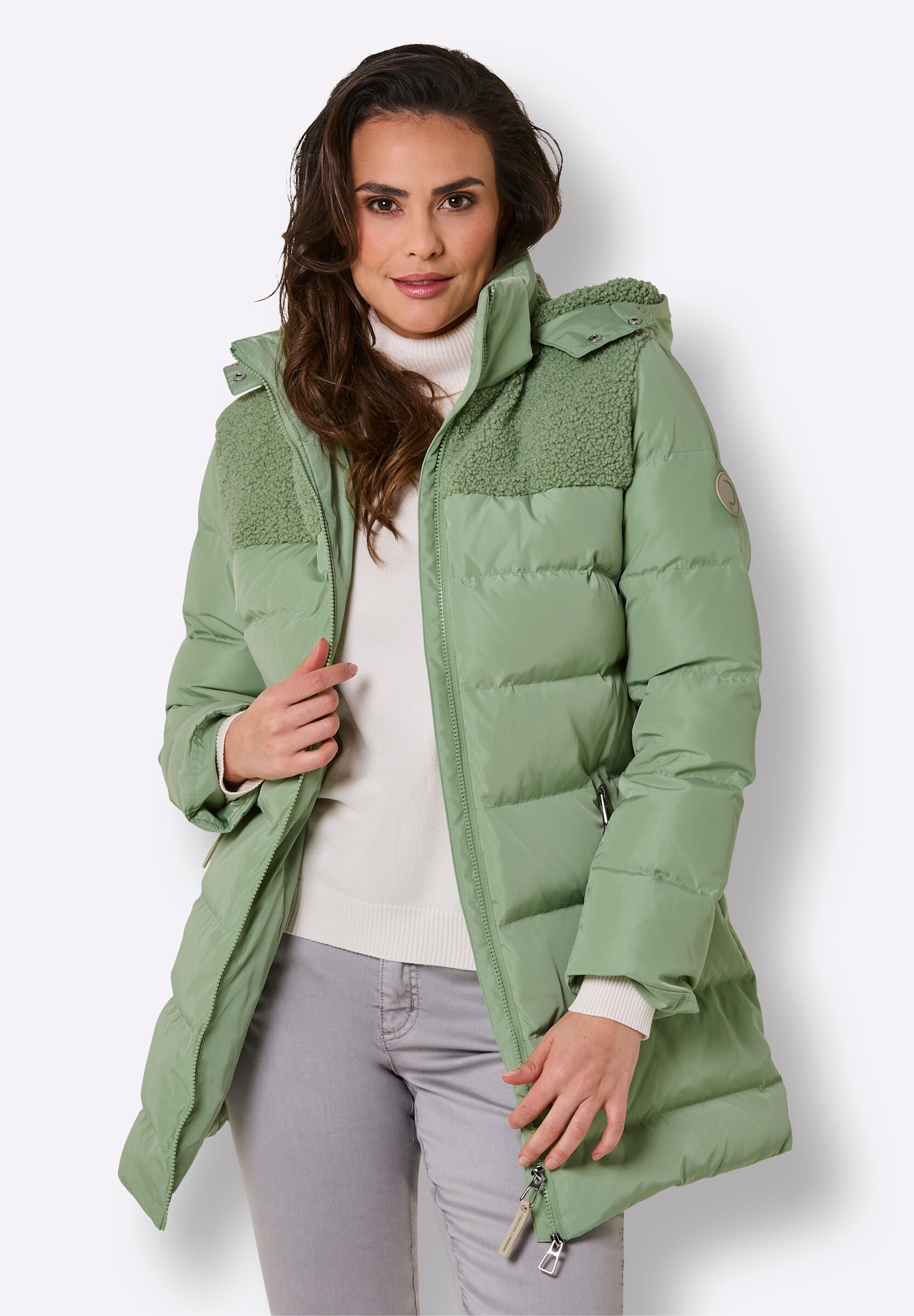 creation L Daunenjacke »Daunen-Steppjacke Daunenjacke mit Teddyfleece« Abnehmbare Kapuze