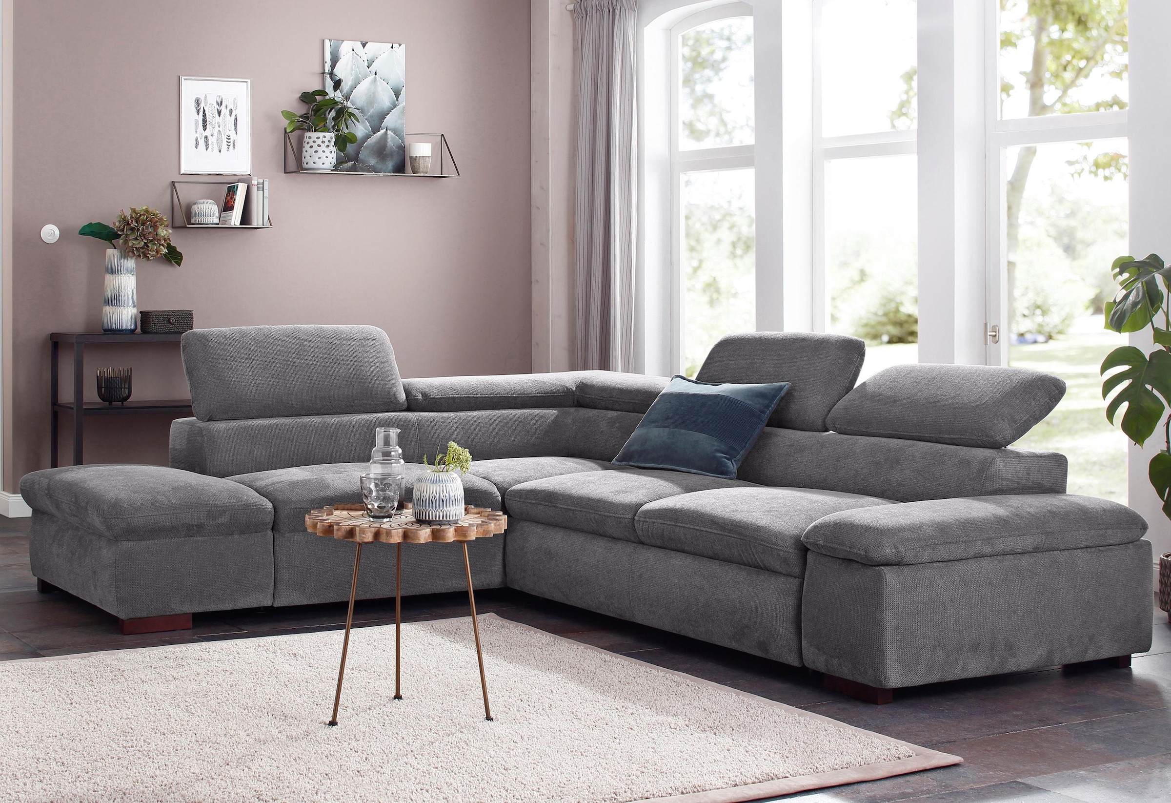 Home affaire Ecksofa »Alberto L-Form«, mit Kopfteilverstellung, wahlweise mit Bettfunktion