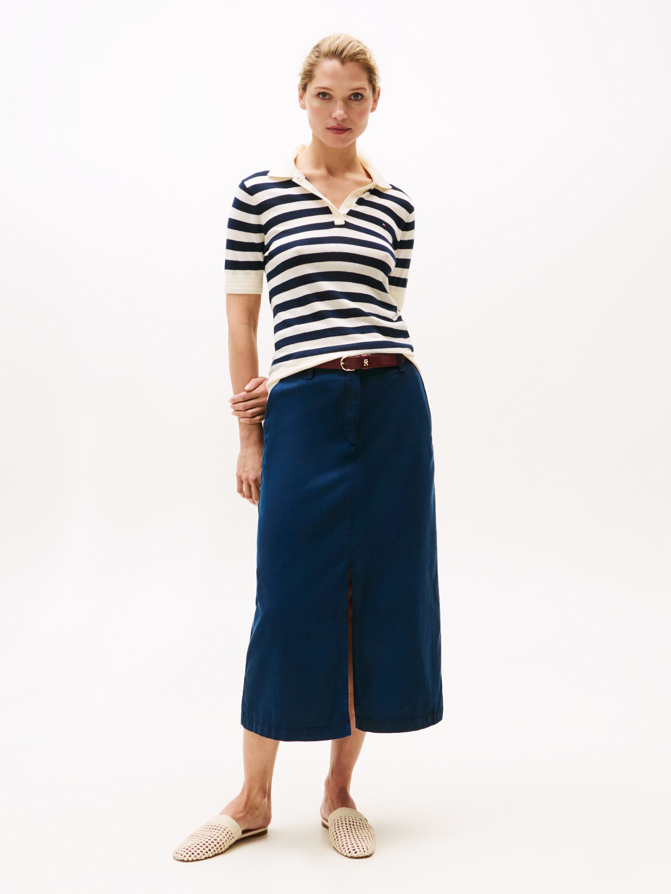 Tommy Hilfiger Webrock »CO TENCEL MIDI SKIRT«, mit Schlitz