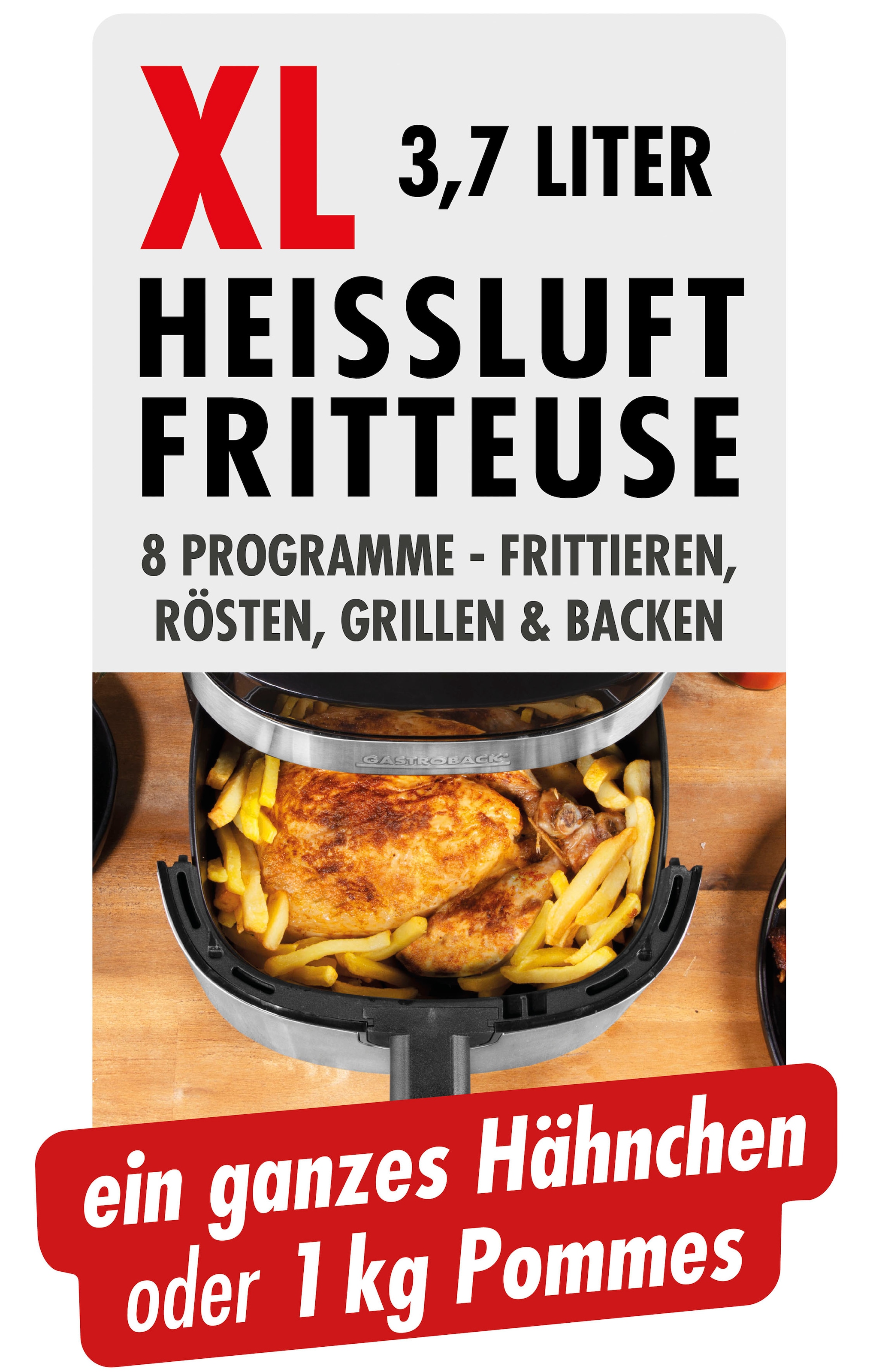 Gastroback Heißluftfritteuse »Design Air Pro 42582« 1300 W