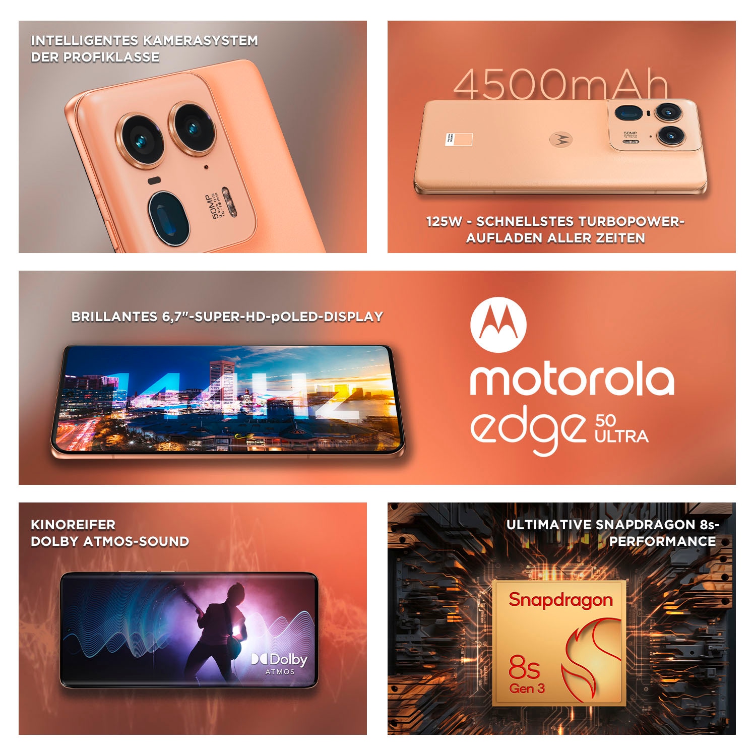 Motorola Smartphone »edge50 ultra«, peach fuzz