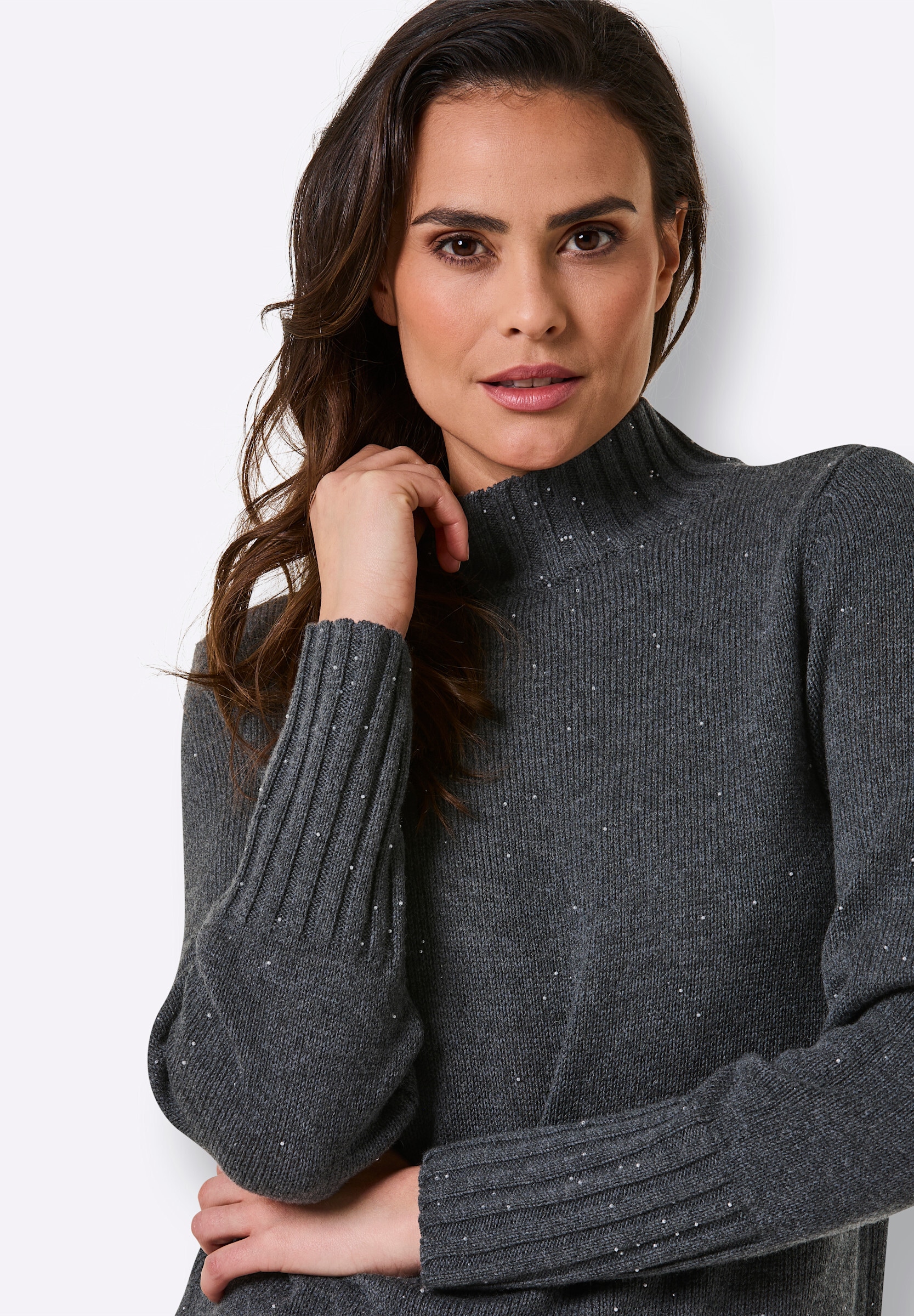 creation L Strickpullover »Kaschmir-Woll-Pullover Langarm-Pullover mit 10% Kaschmir und Zierperlen«