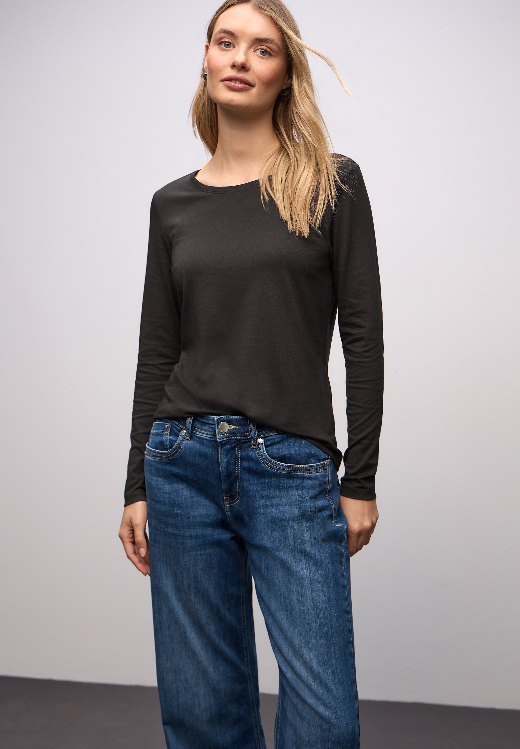 STREET ONE Rundhalsshirt unifarben