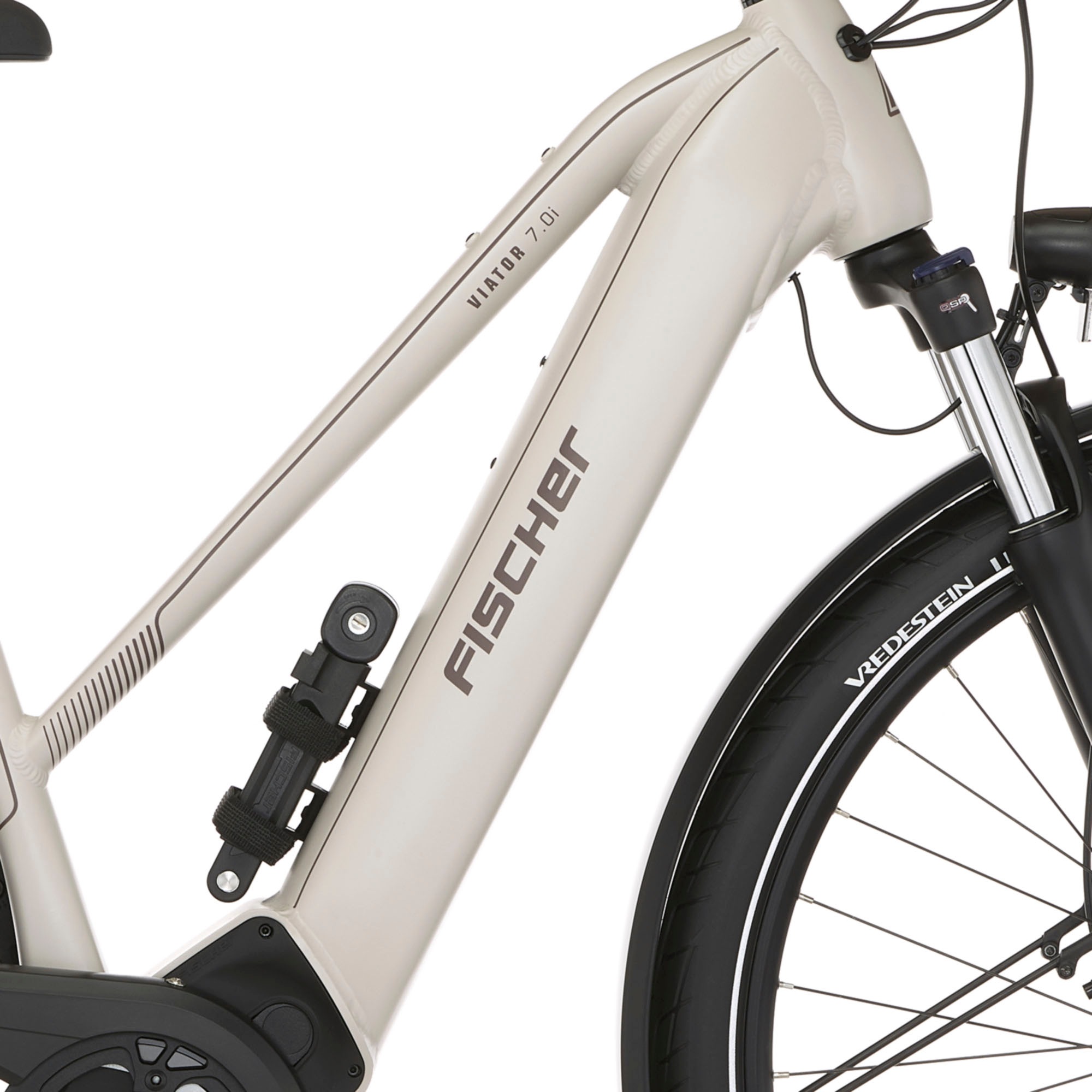 FISCHER Fahrrad E-Bike »VIATOR 7.0i Damen«, 10 Gang, Shimano, Deore, Mittelmotor 250 W, (mit Faltschloss), Pedelec, Elektrofahrrad für Damen u. Herren, Trekkingrad