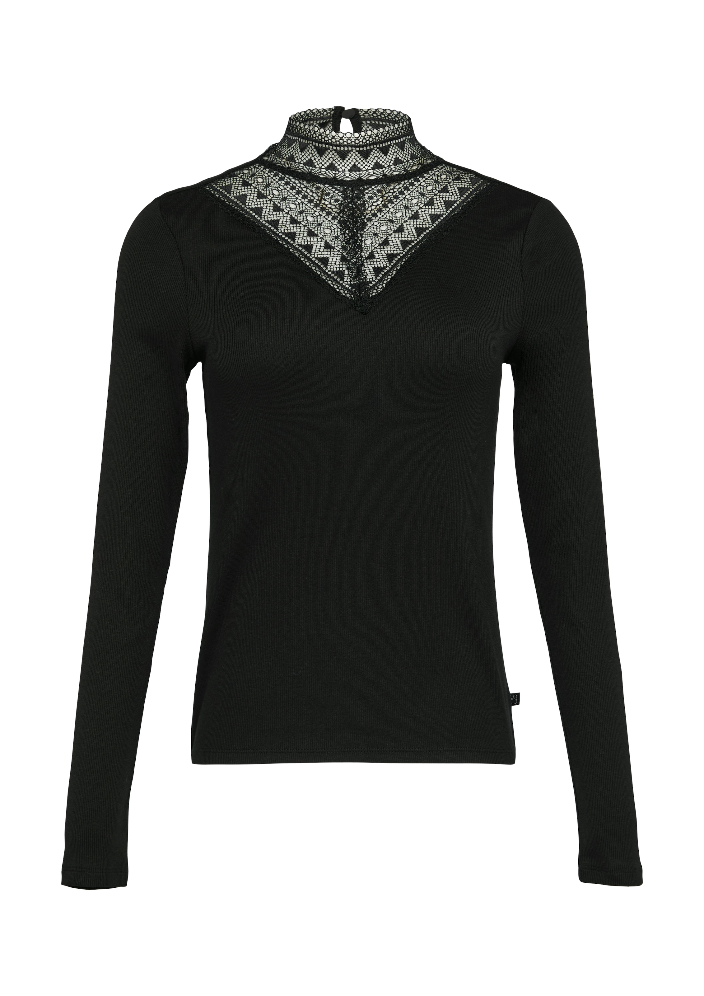 QS Langarmshirt, mit Spitzeneinsatz