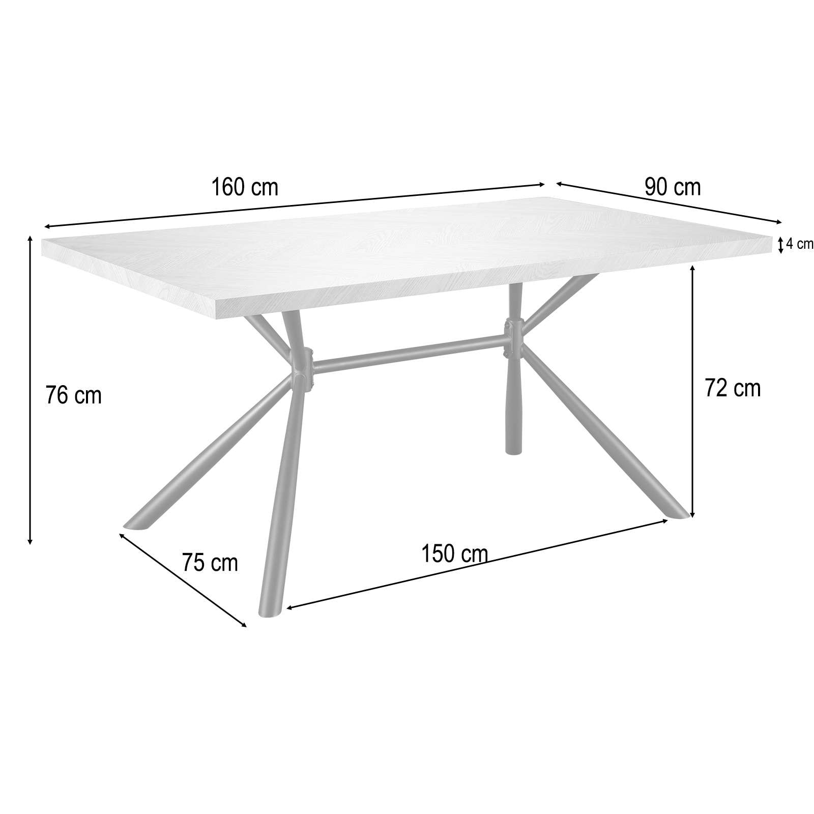OTTO home Esstisch »Larchant« Tischplatte in Fischgrätoptik, schwarze Metallbeine, Höhe 76 cm