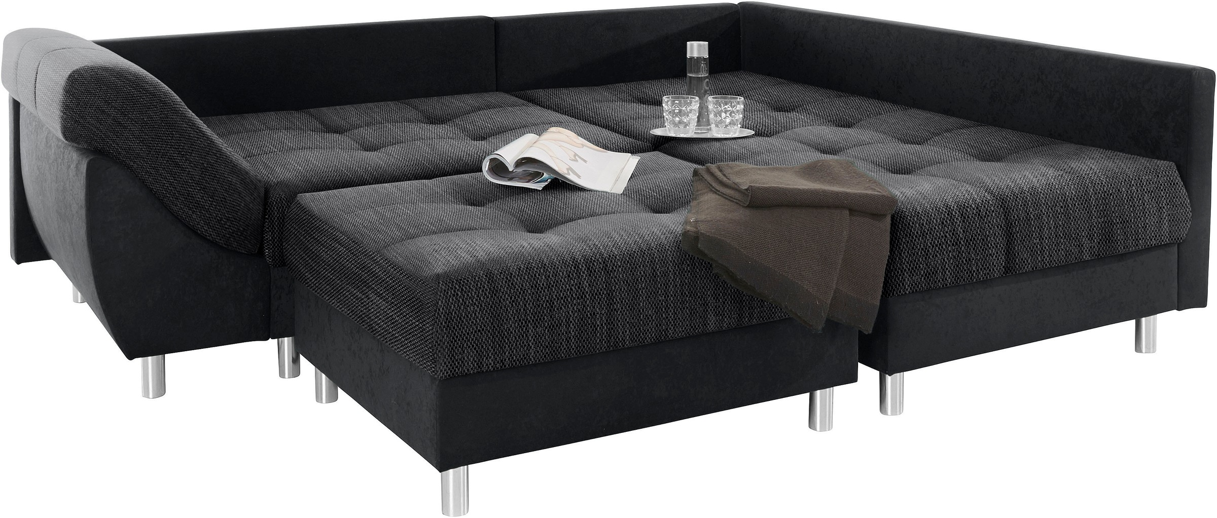 COLLECTION AB Ecksofa »(Spar-Set) Innsbruck L-Form und Hocker«, (Spar-Set), Ecksofa und Hocker, Recamiere links oder rechts montierbar