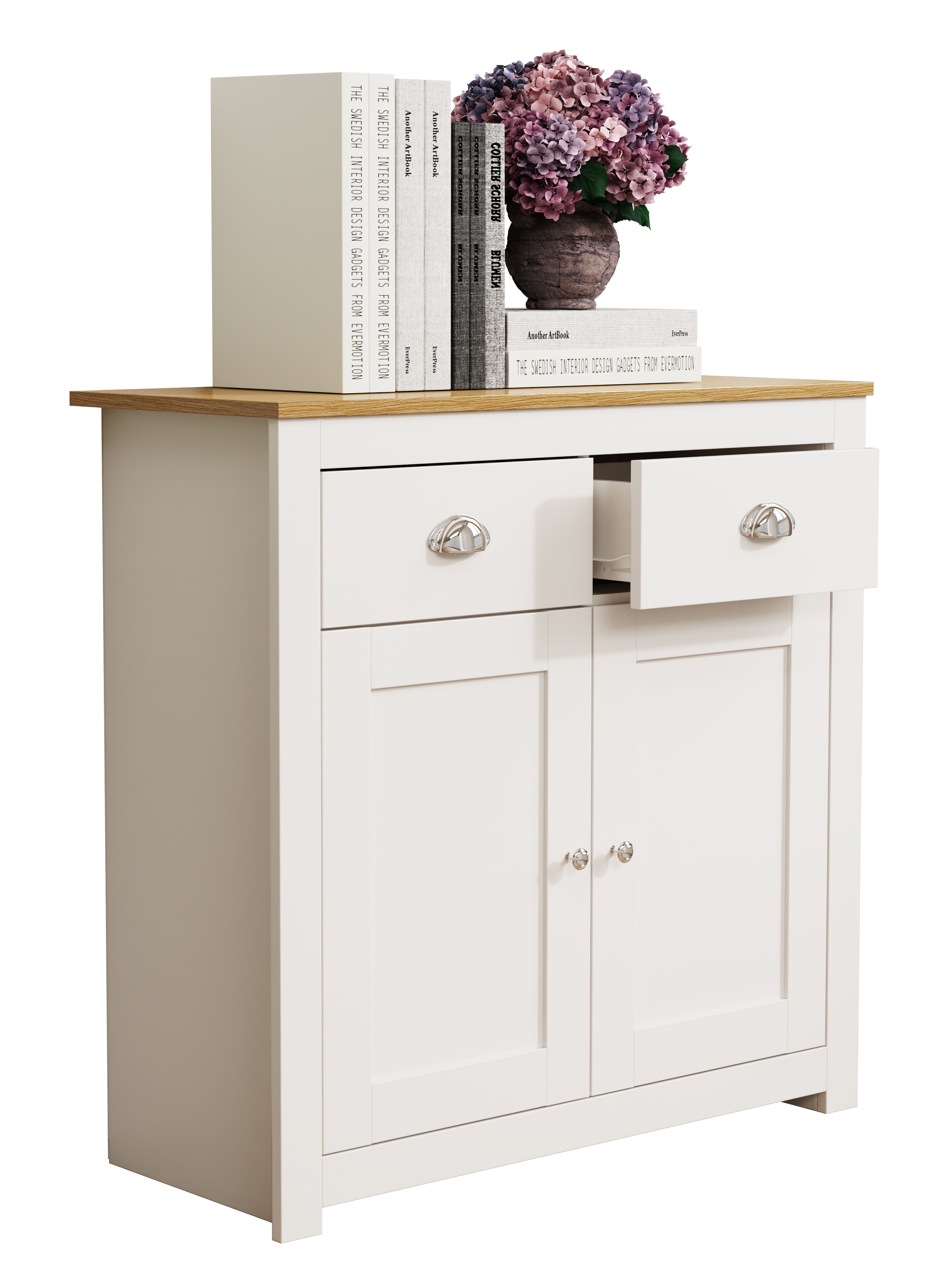 VCM Kommode »VCM Holz Kommode | Sideboard mit Drehtüren und Schubladen | Maße ca. H. 81 x B. 82 x T. 35 cm - Balusa L«, (VCM Balusa)