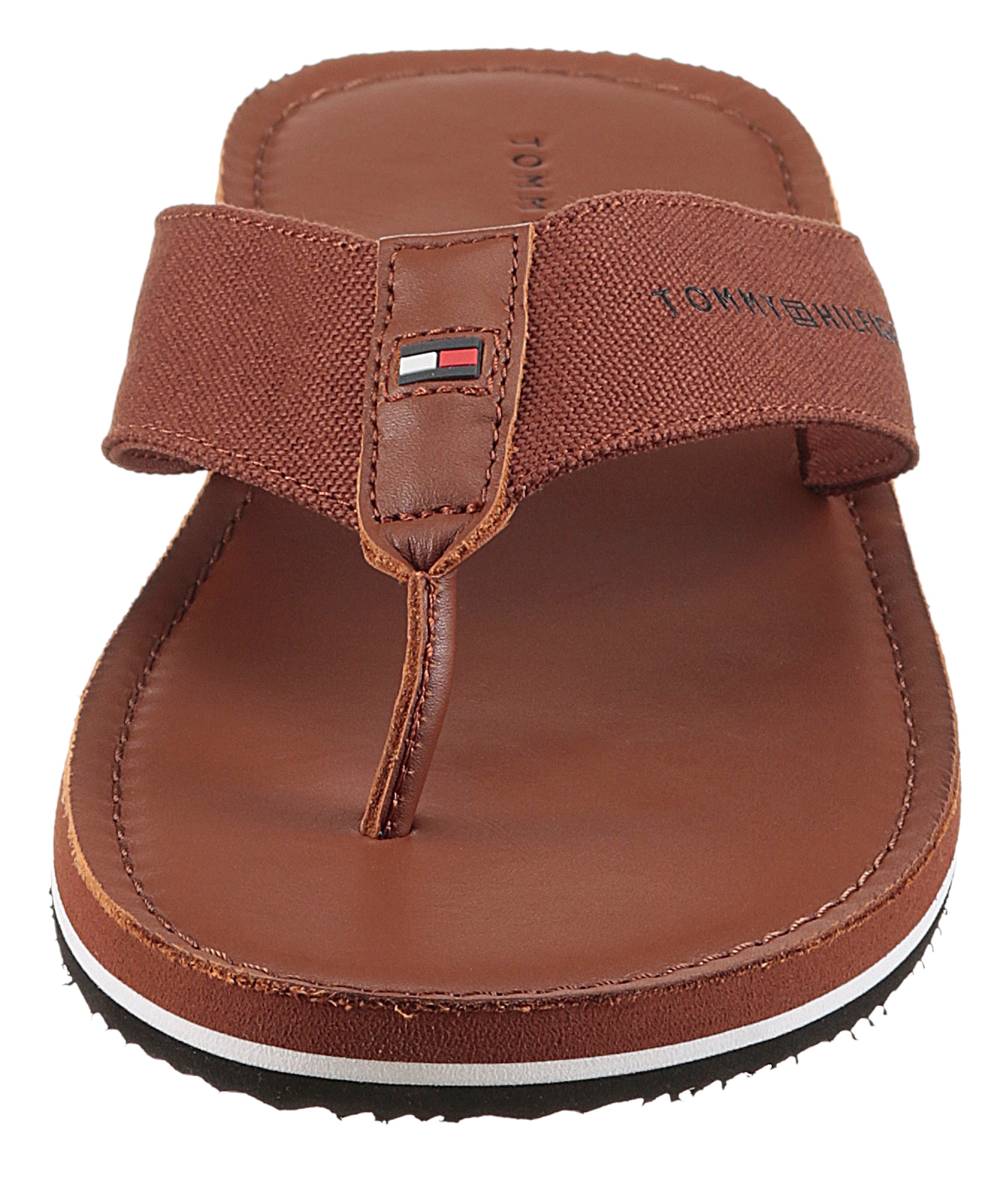 Tommy Hilfiger Zehentrenner »HILFIGER LEATHER BEACH SANDAL«, Sommerschuh, Strandschuh mit Logo