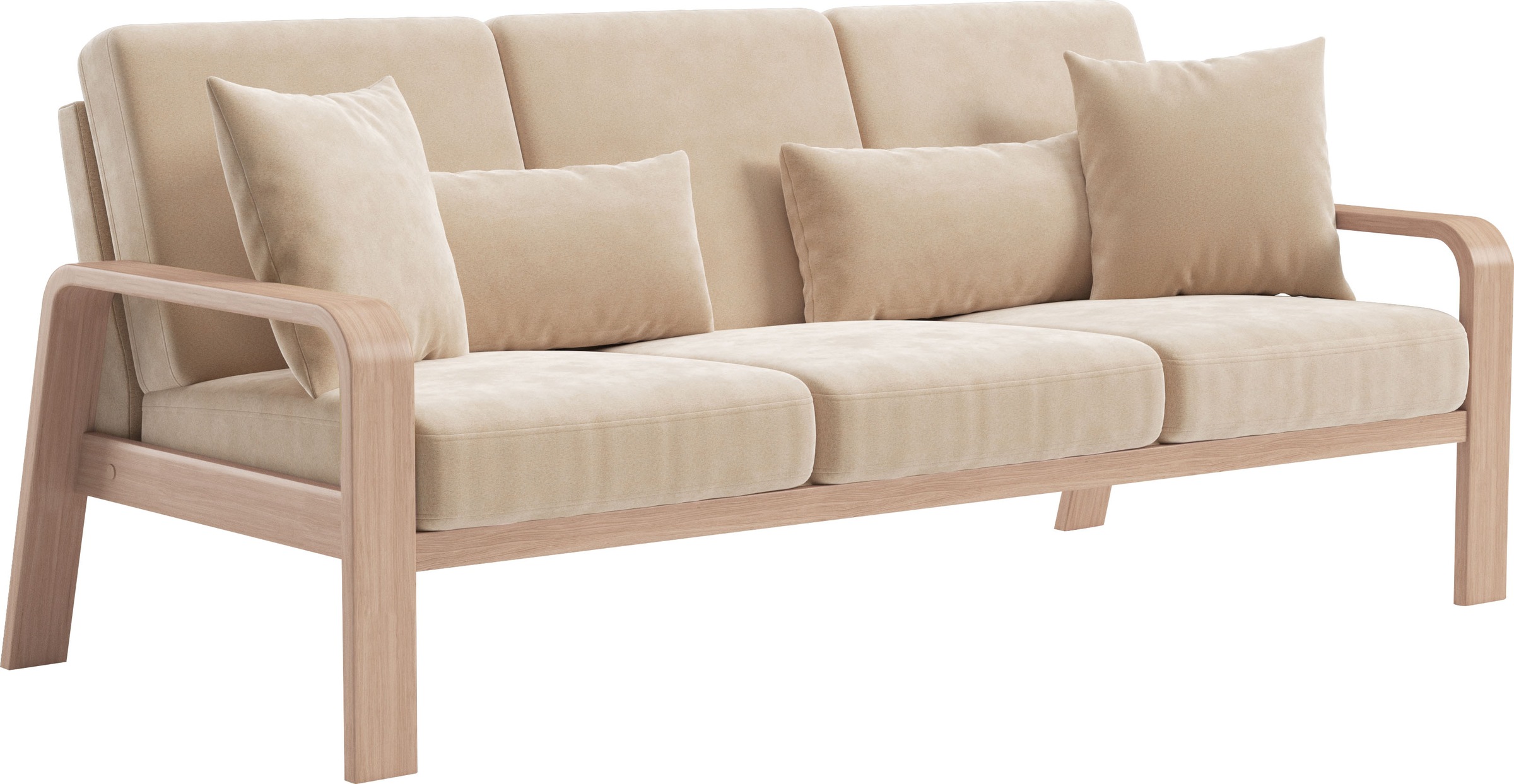 sit&more 3-Sitzer »Kolding« Armlehnen aus Buchenholz in natur, verschiedene Bezüge und Farben