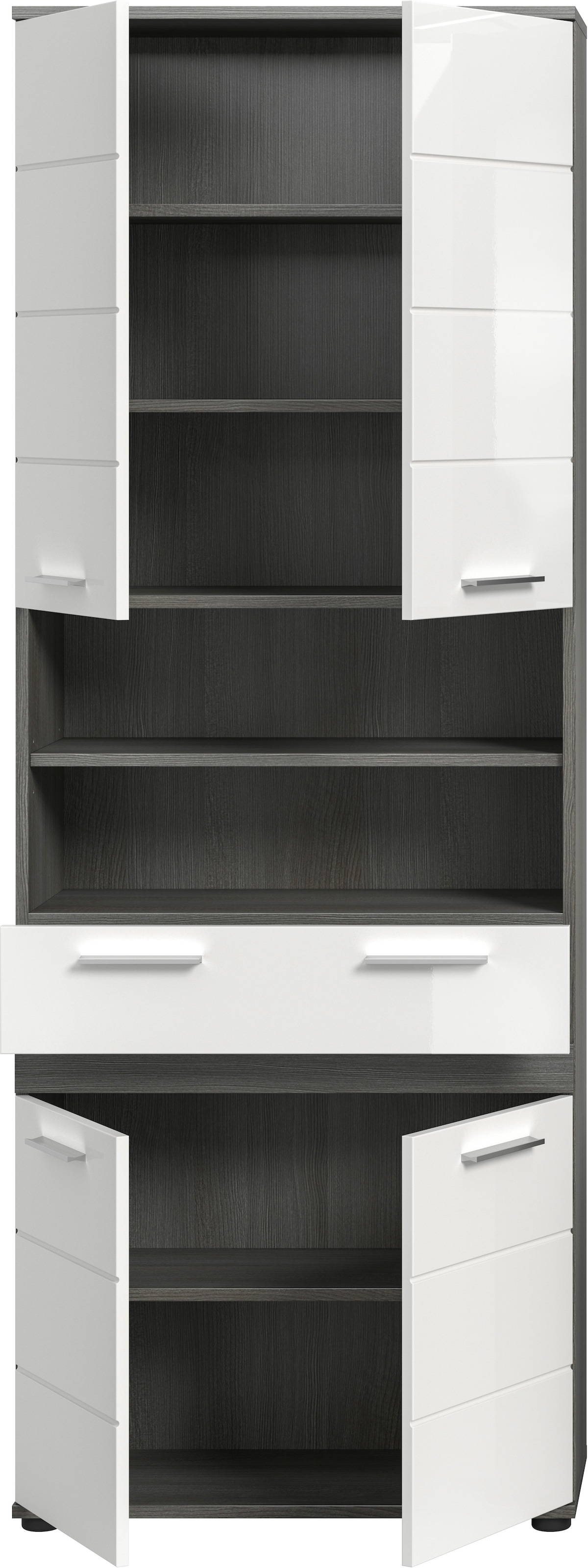 welltime Hochschrank »LUCCA, Breite 70cm, 4 Türen, 1 Schubkasten, 7 Fächer« Badschrank, Badmöbel, Badezimmer, Universalschrank, Mehrzweckschrank