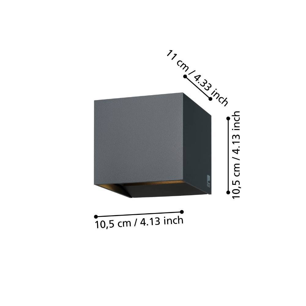 EGLO LED Außen-Wandleuchte »CALPINO Außenwandleuchte, IP54, anthrazit, warmweiß, Außenlampe«, 2 flammig, Leuchtmittel LED-Board | LED fest integriert, Außenleuchte, LED Wandleuchte, Garten, 2x3,3W, Up- und Down Light