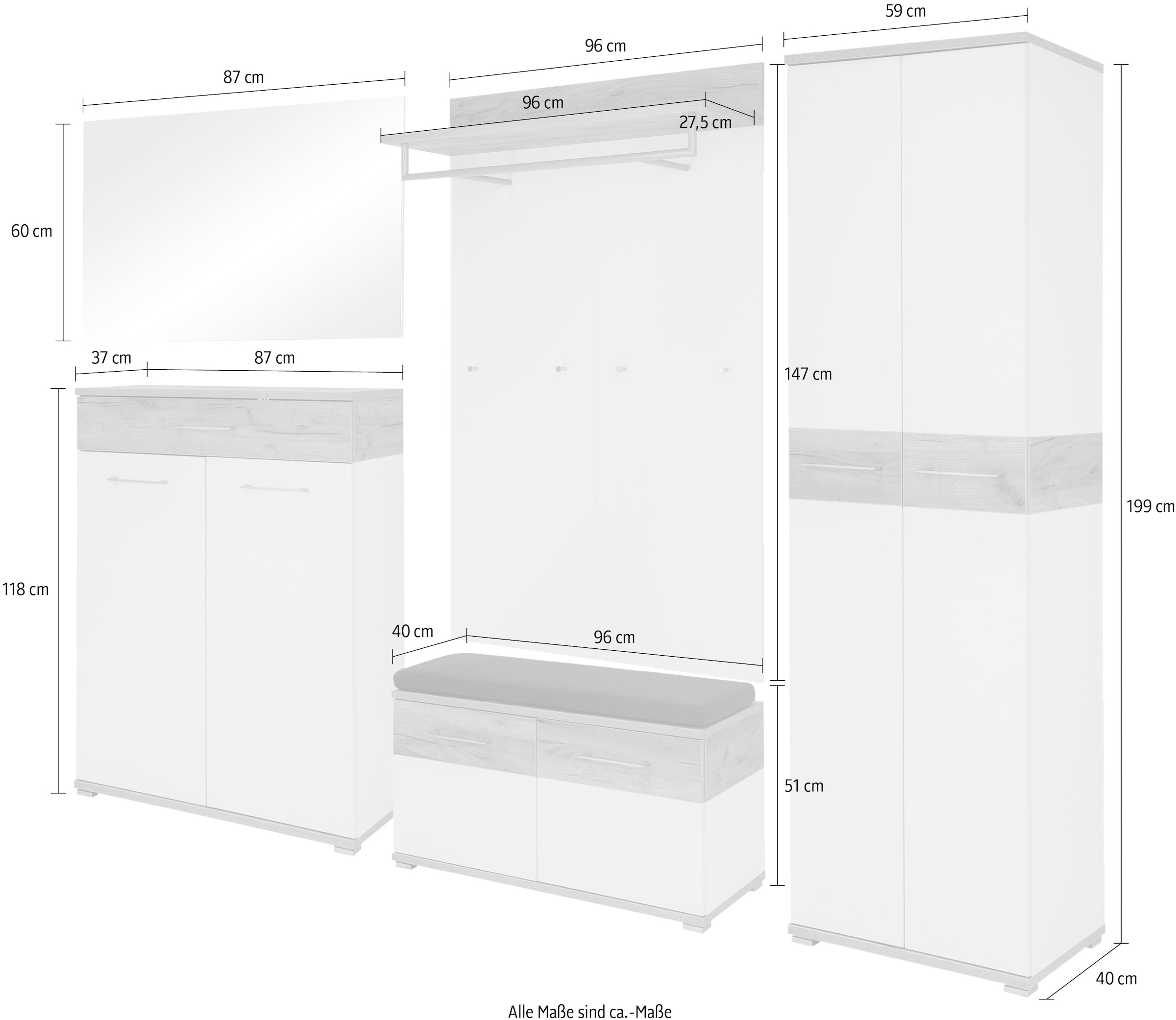 GERMANIA Garderoben-Set »GW-Topix«, (Set, 6 St.), Türen mit Soft-Close-Funktion