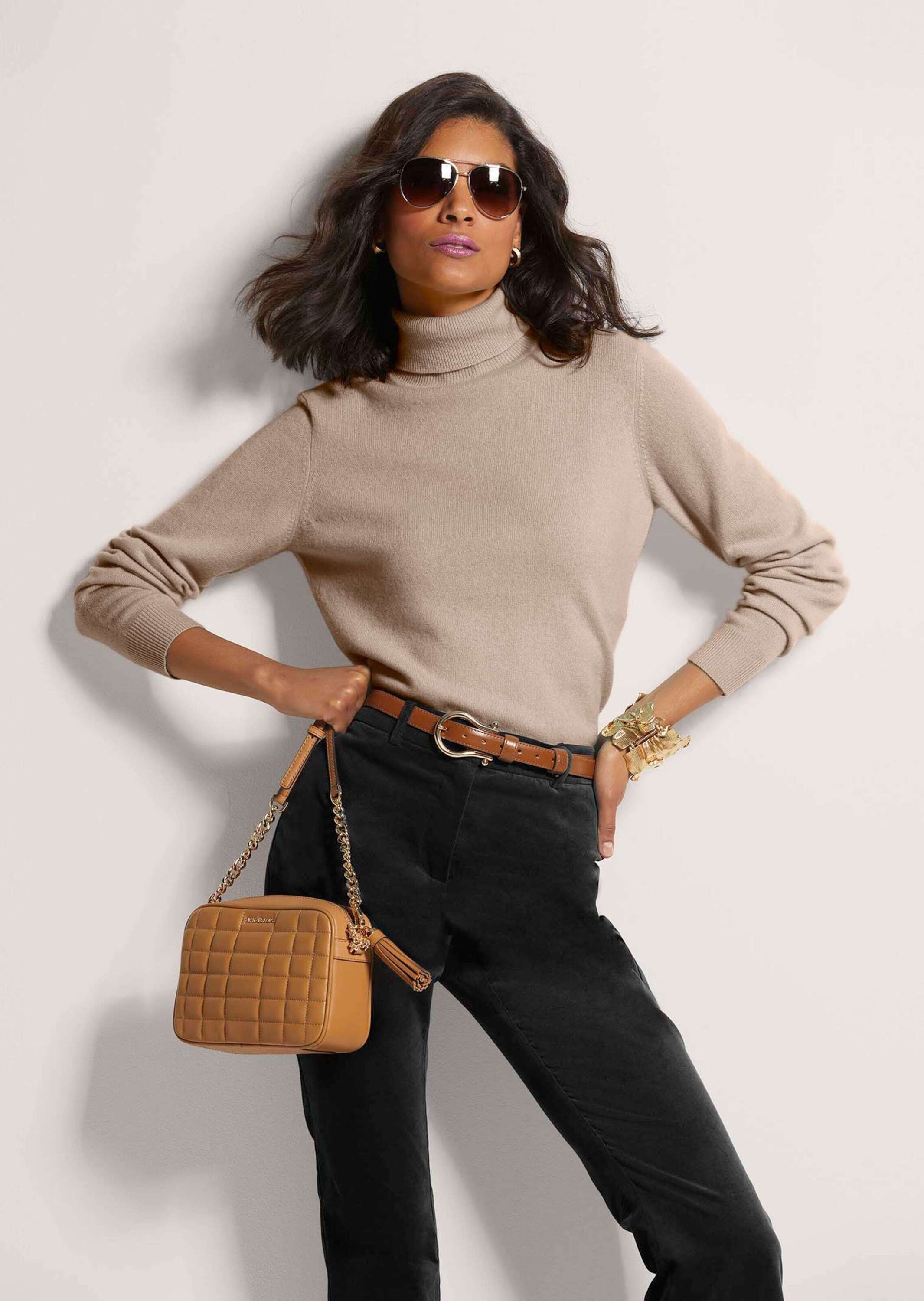 MADELEINE Longpullover »Kaschmirpullover Zeitloser Strickpullover mit geripptem Rollkragen«