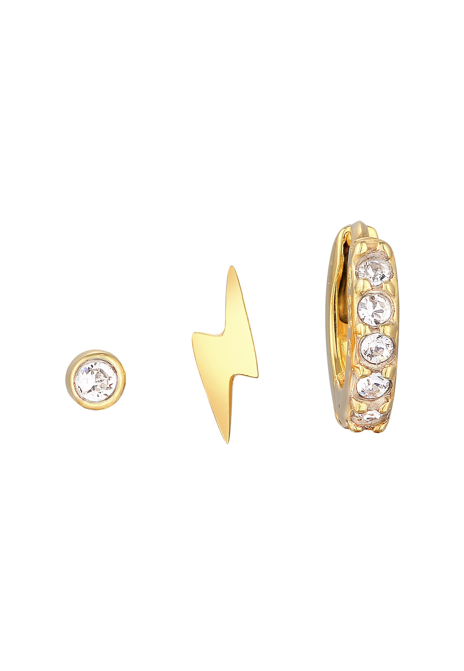 Elli Piercing-Set »Ohrringe Kristalle Blitz Creole 3er Set 925 Silber«