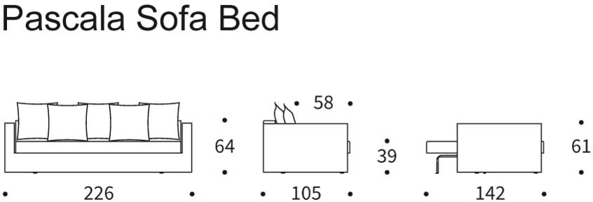 INNOVATION LIVING ™ Schlafsofa »PASCALA Bettsofa der Extraklasse, Kuschelkomfort mit tollen Kissen,«, mit Taschenfederkernmatratze, Liegefläche Breite 140 cm