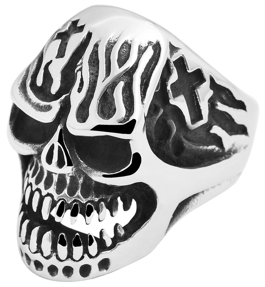 Adelia´s Fingerring »Herren Ring Totenkopf aus Edelstahl«