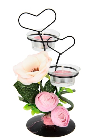 I.GE.A. Teelichthalter »Rose«, (1 St.), Aus Metall, mit Glaseinsätzen, Teelichtkerzen... kaufen