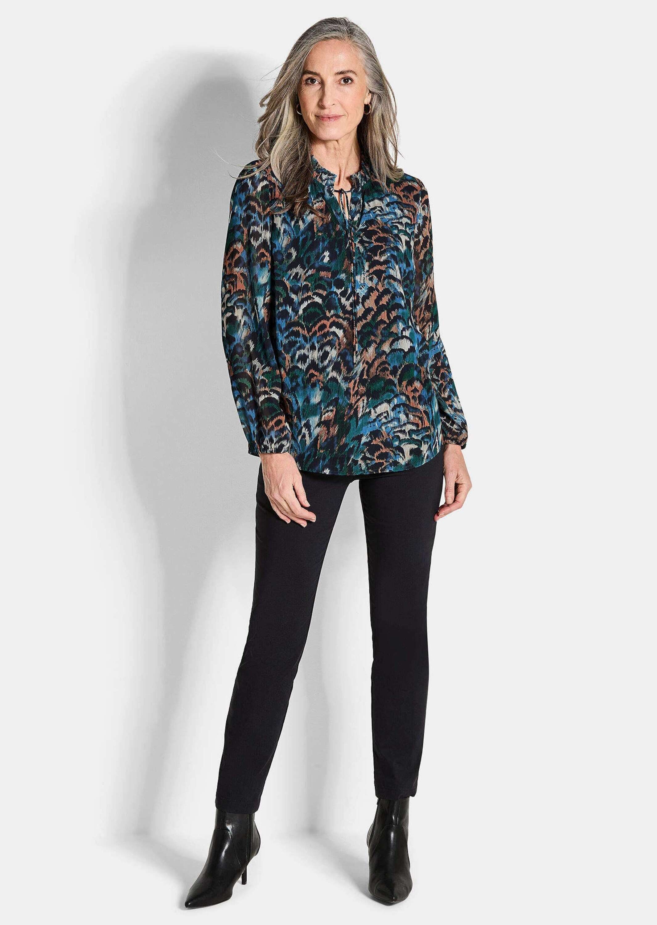 GOLDNER Schlupfbluse »Leichte Jersey-Druckbluse, Langarm« Semitransparente Chiffon-Ärmel