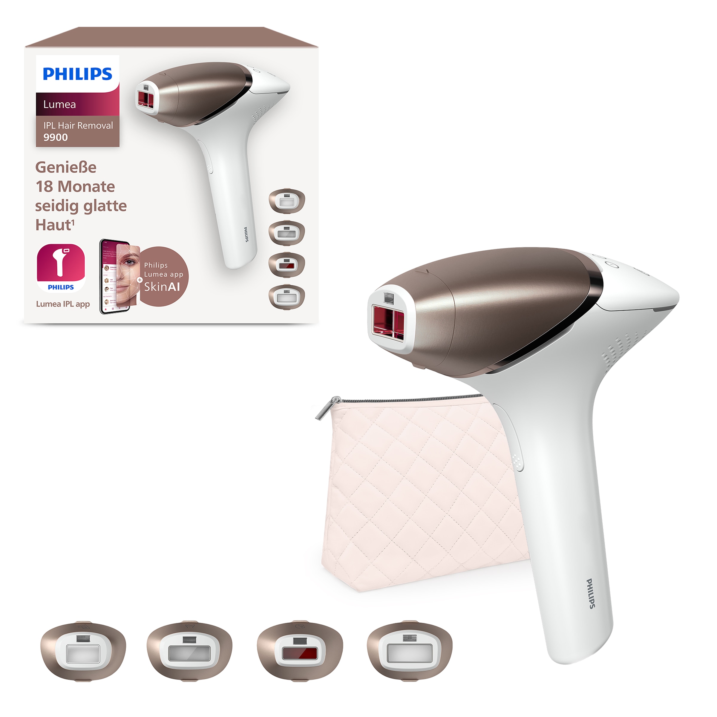 Philips IPL-Haarentferner »Lumea S9900 BRI951/01«, 450.000 Lichtimpulse, kabellos, 2 SkinAI...