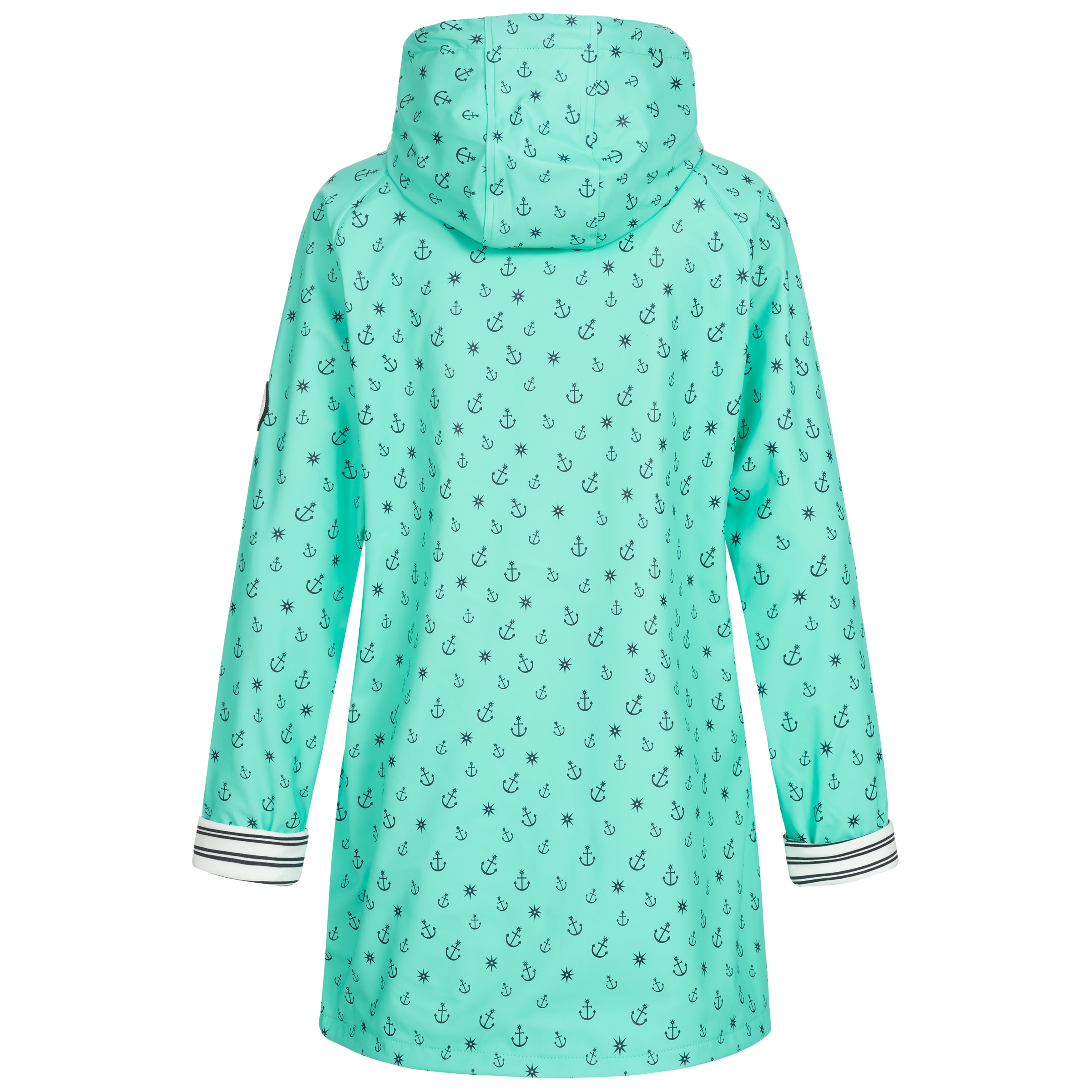ankerglut Regenjacke »Friesennerz Regenmantel, Longjacket« mit Kapuze mit Ankerprint und Streifenfutter