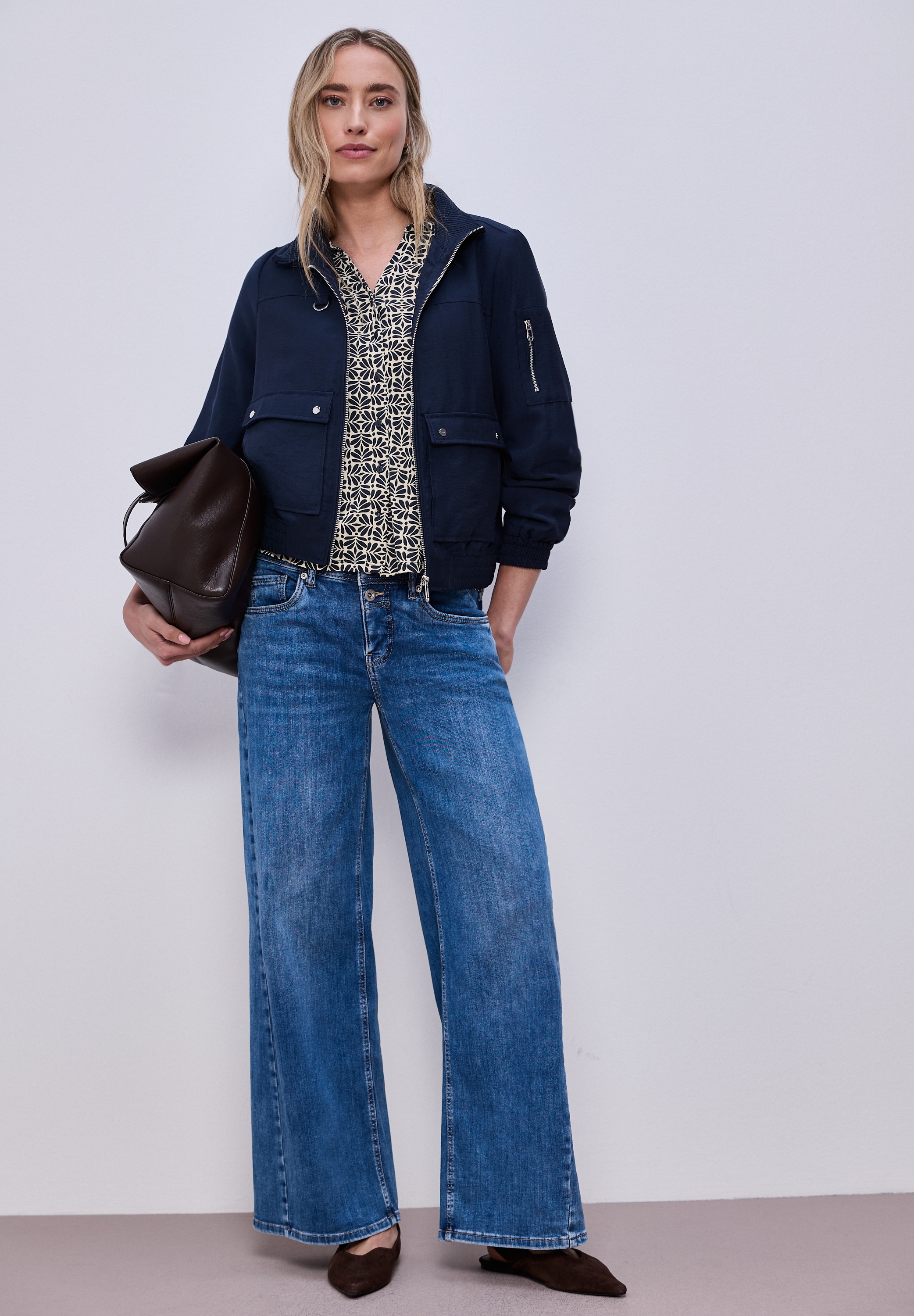 STREET ONE 3/4-Arm-Shirt im Blusen-Look und mit grafischem Muster