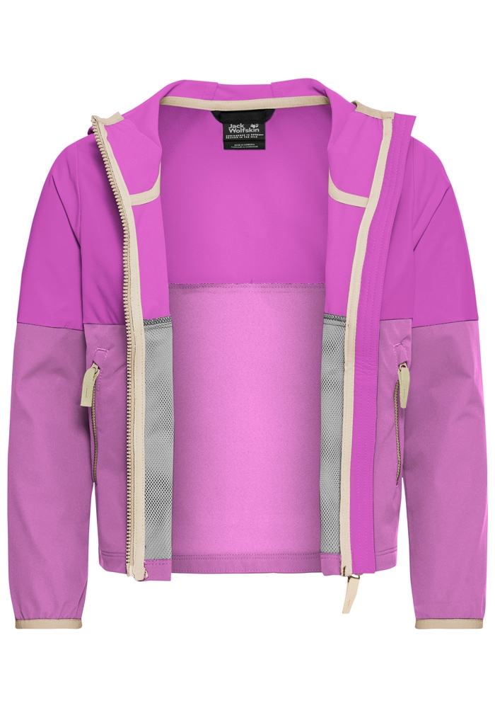 Jack Wolfskin Softshelljacke »SANDBIRD HOODED JKT K« mit Kapuze Winddicht, atmungsaktiv, Übergangsjacke