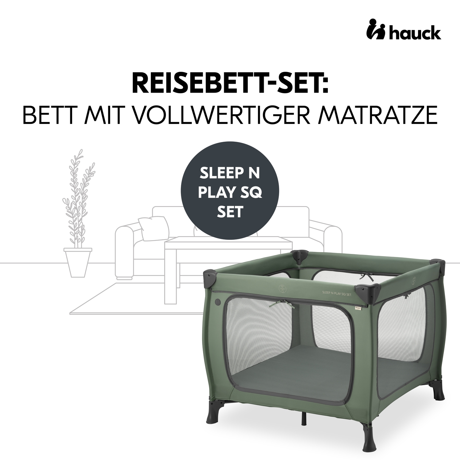 Hauck Baby-Reisebett »Sleep N Play SQ, Set dark green«, inklusive Schaumstoff-Matratze