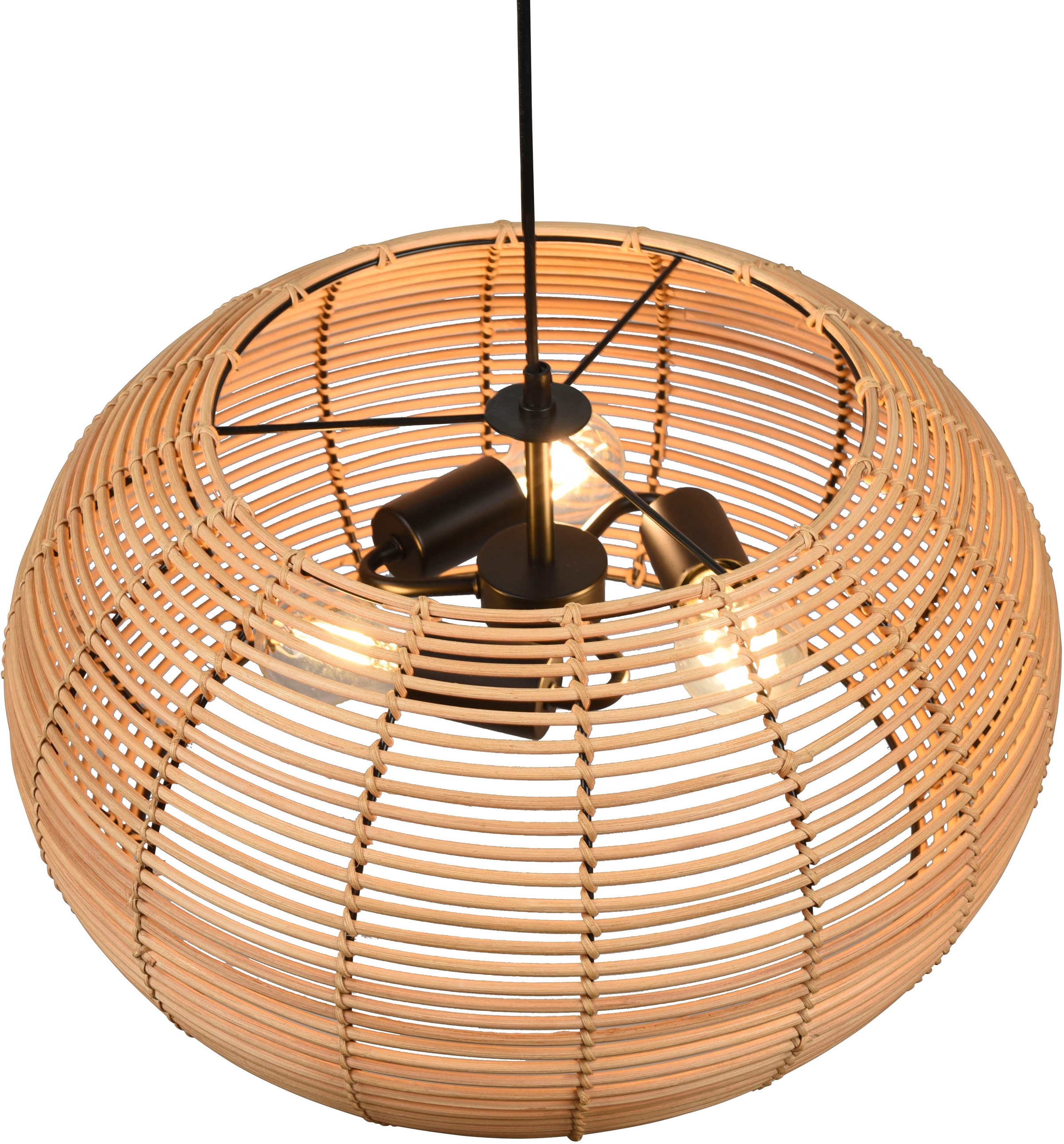 TRIO Leuchten Pendelleuchte »Inga«, 3 flammig, Leuchtmittel E27 | ohne Leuchtmittel, Hängelampe Rattan in Korbgeflecht Optik, exkl 3xE27, höhenverstellbar