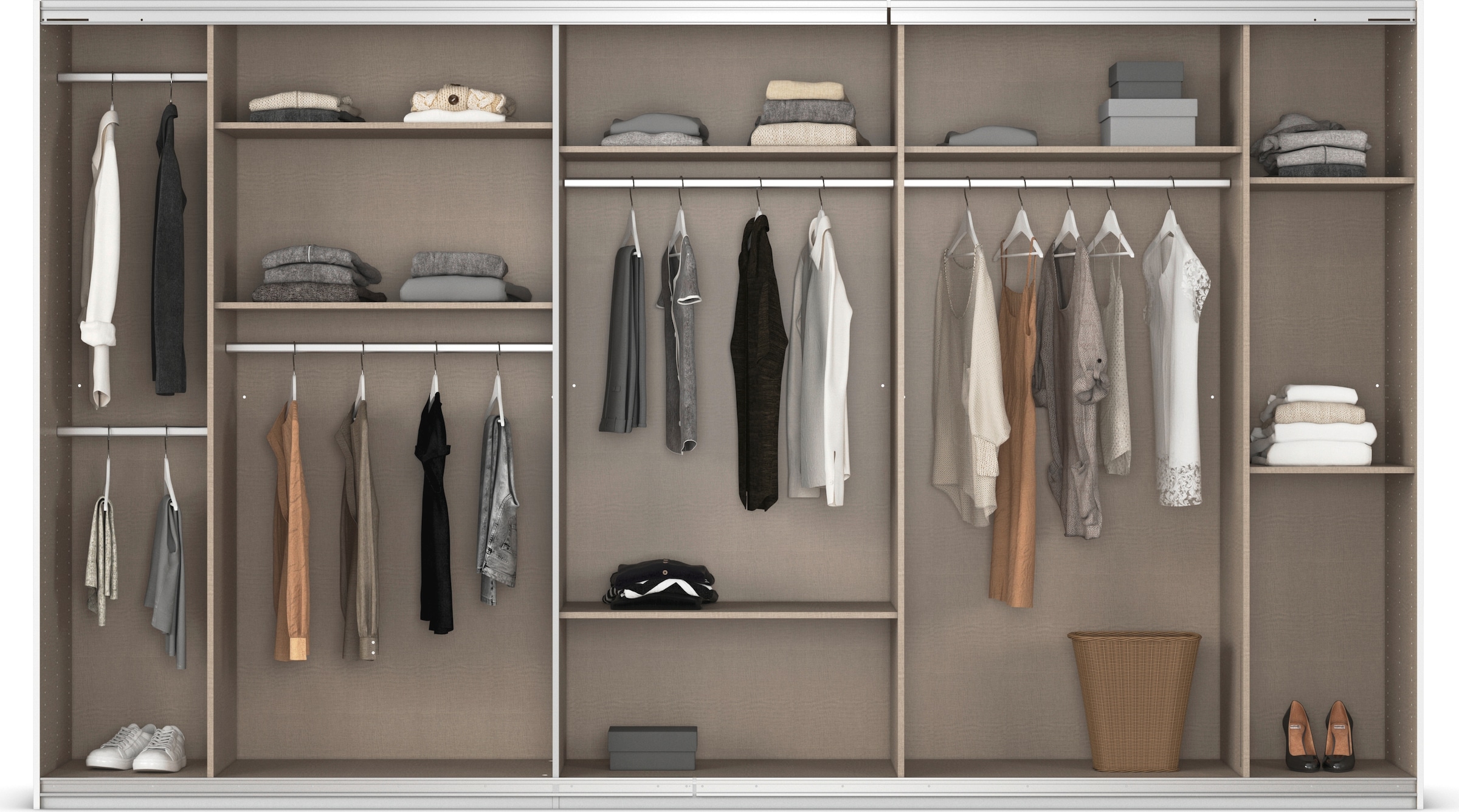 rauch Schwebetürenschrank »Kleiderschrank Schrank Garderobe AGORDO«, Top Innenausstattung, in 4 Breiten und 2 Höhen MADE IN GERMANY