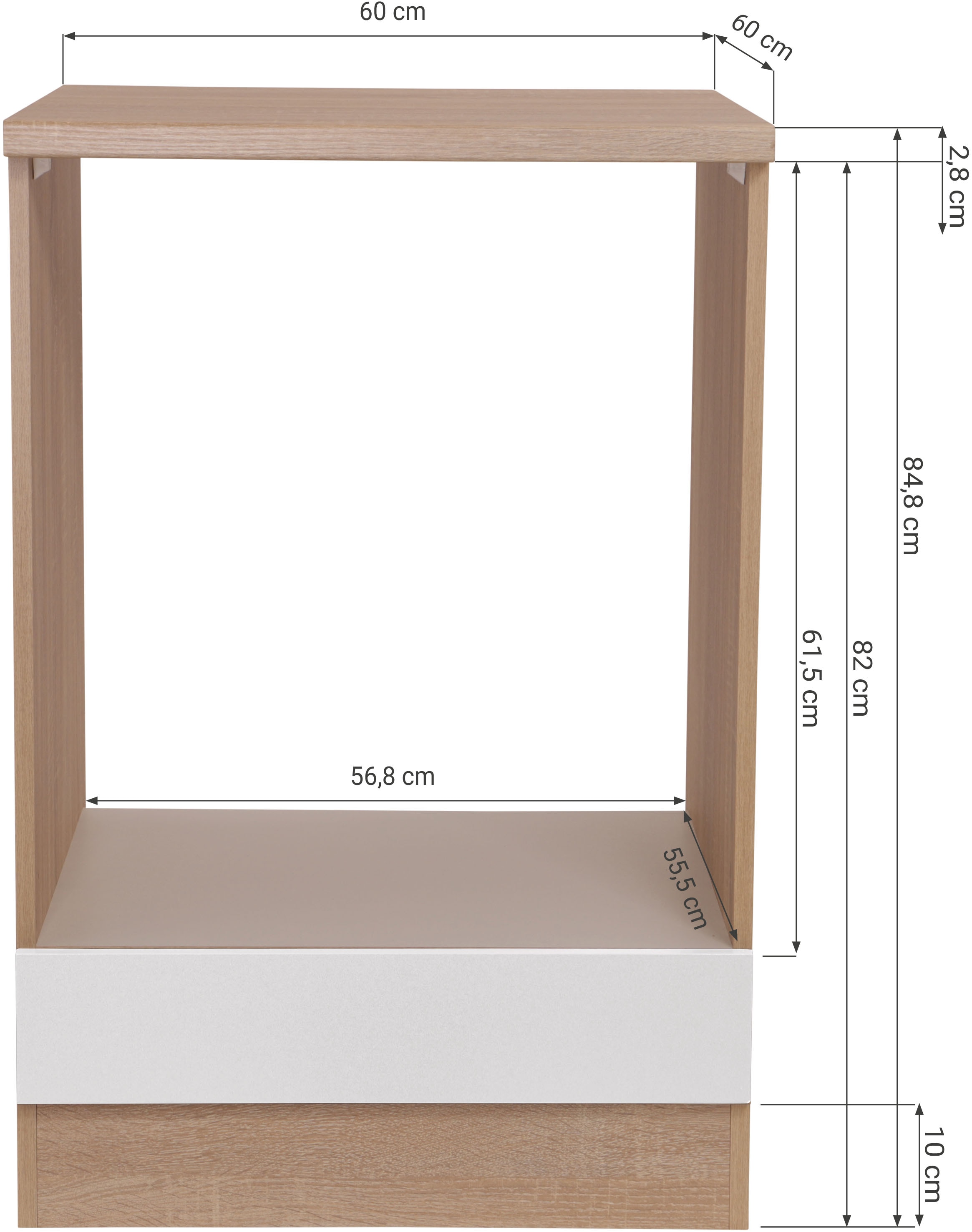 RESPEKTA Herdumbauschrank »Merle« Breite 60 cm, inkl. Arbeitsplatte, Höhe 85 cm