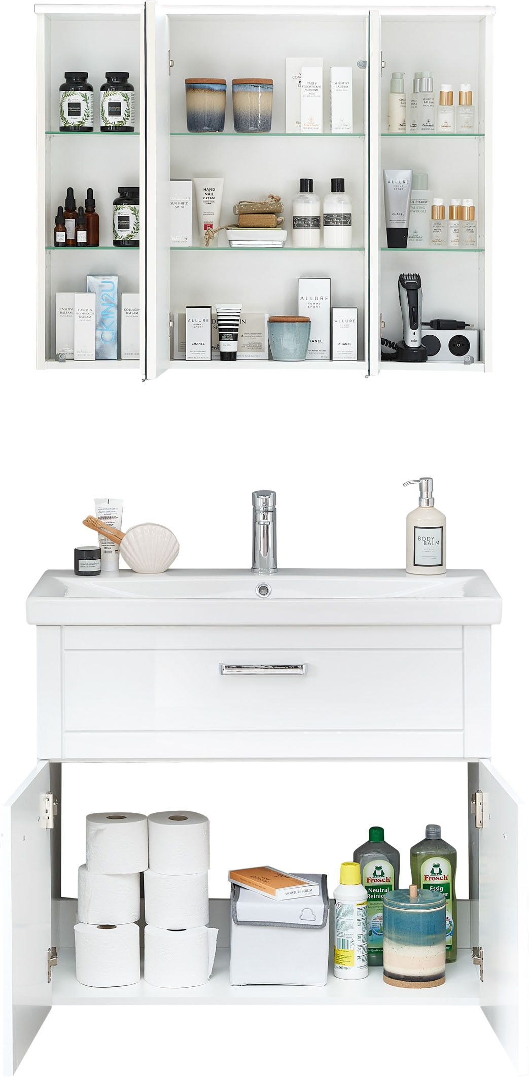Saphir Badmöbel-Set »Serie 3007,Waschtisch mit Spiegelschrank« 3 Stk. tlg.