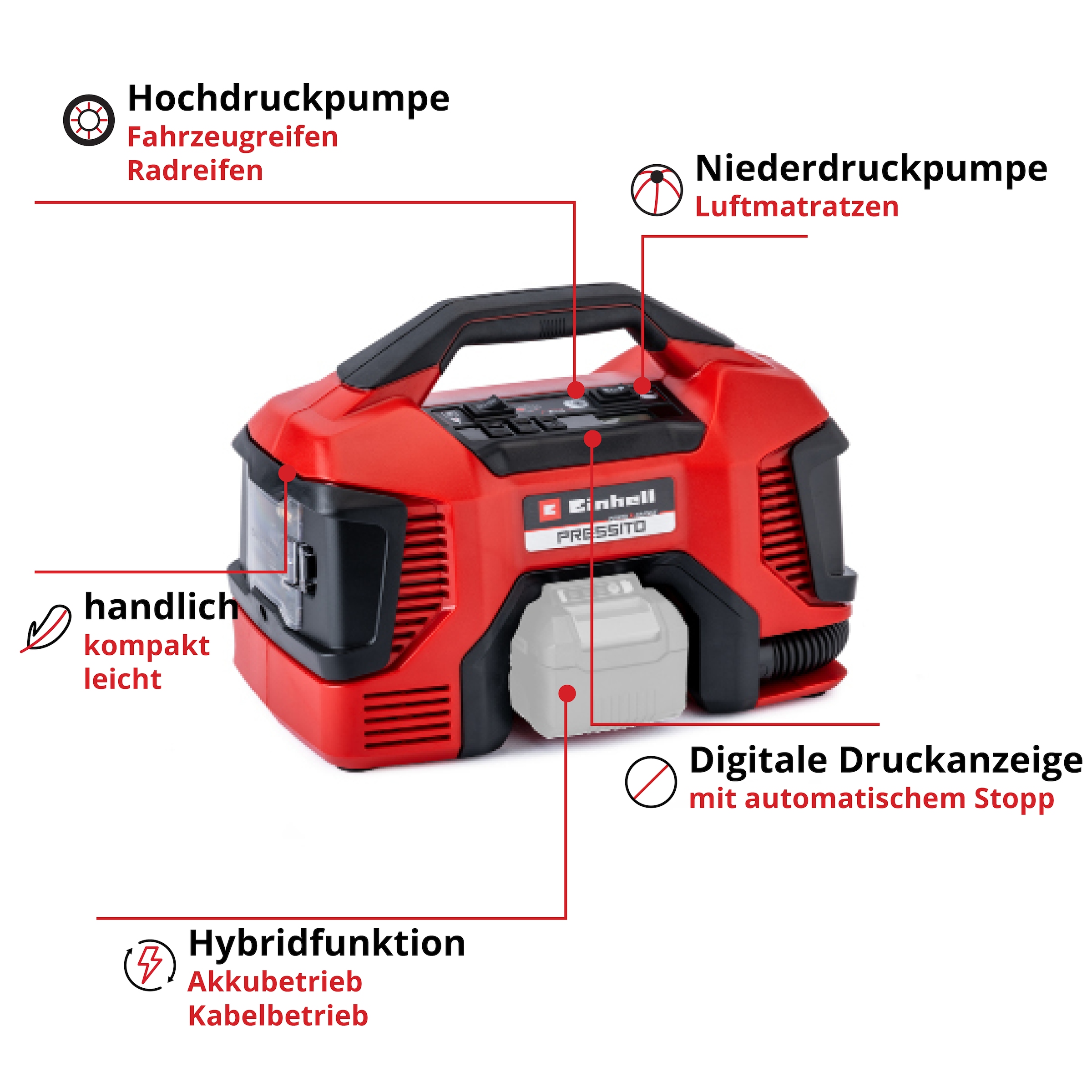 Einhell Akku-Handkompressor »PRESSITO«