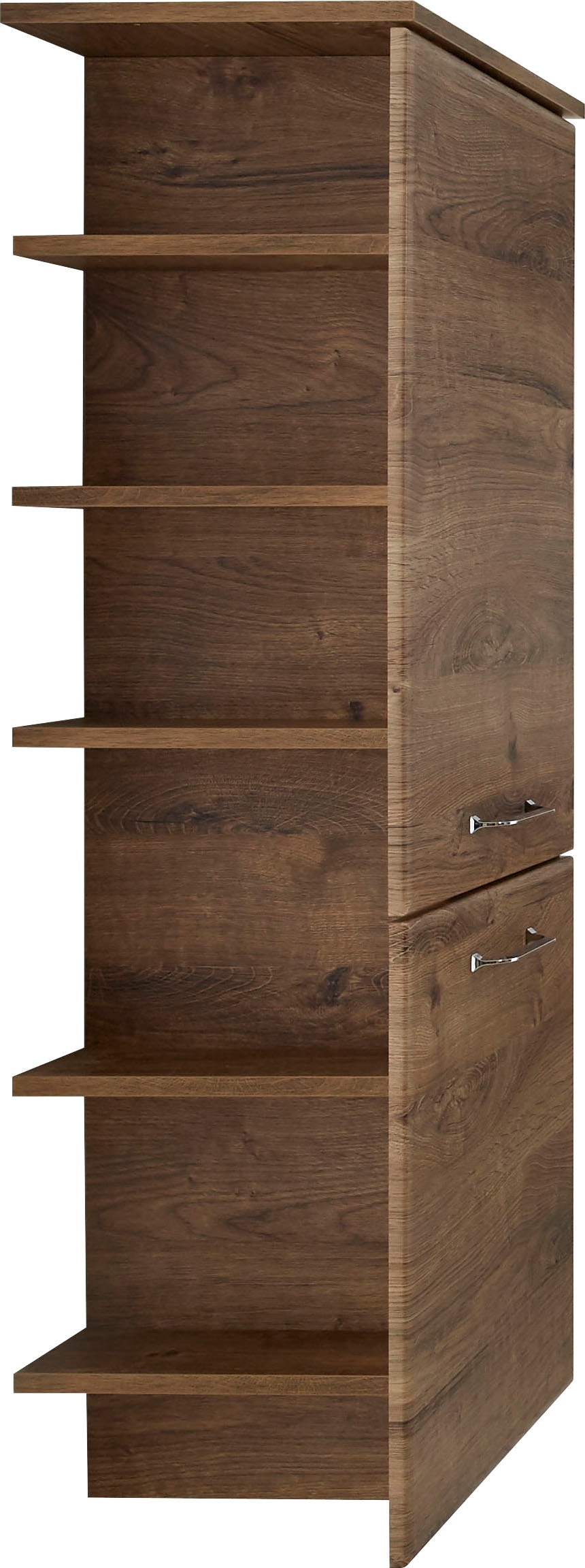 Saphir Midischrank »Quickset Badschrank 50 cm breit, 2 Türen, seitliche Ablagen«, Badezimmer-Midischrank inkl. Türdämpfer, Griffe in Chrom glänzend