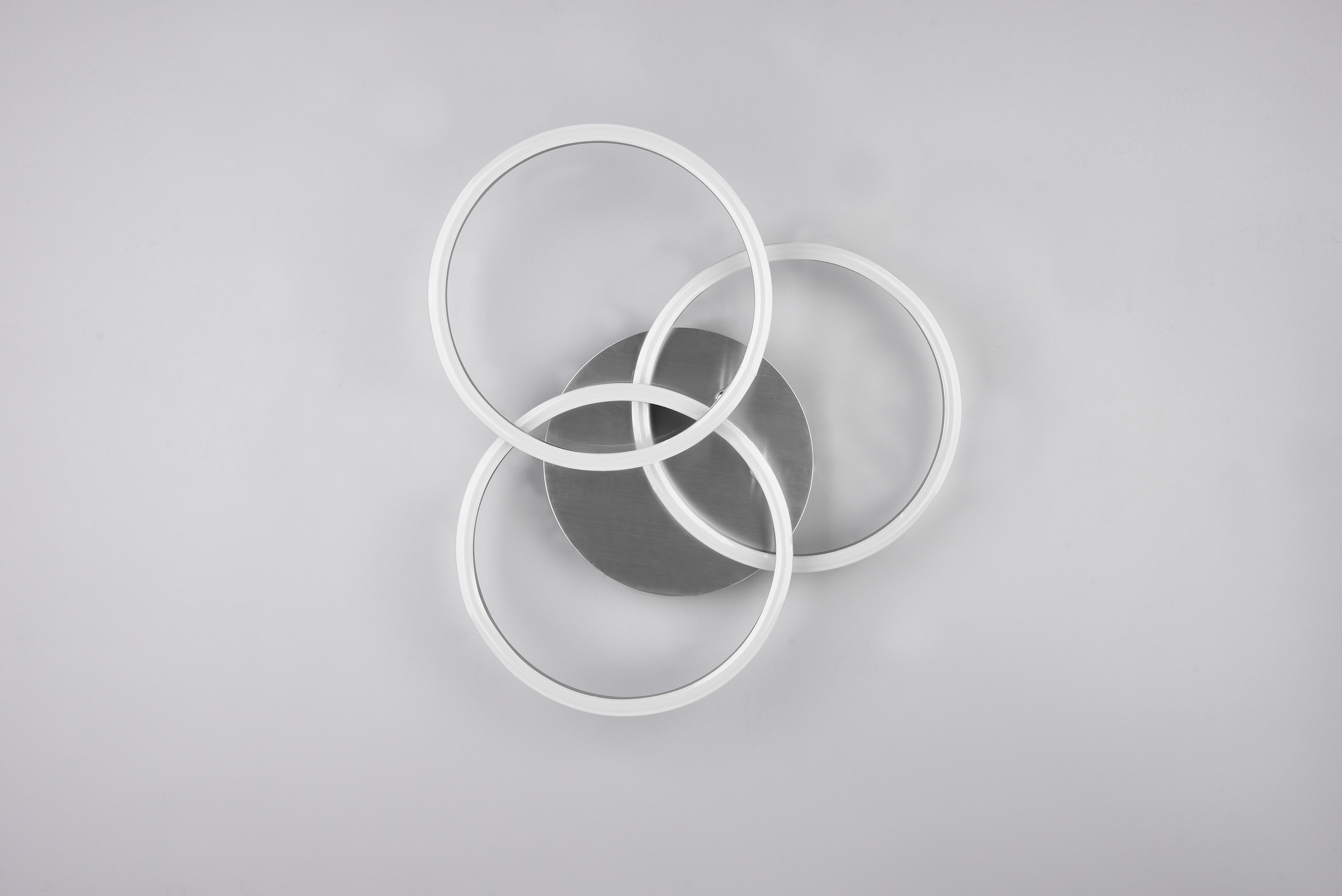 REALITY Leuchten LED Deckenleuchte »Circle«, 1 flammig, Leuchtmittel LED-Board | LED fest integriert, Deckenlampe Nickel matt mit schwenkbaren Ringen / inkl. Fernbedienung
