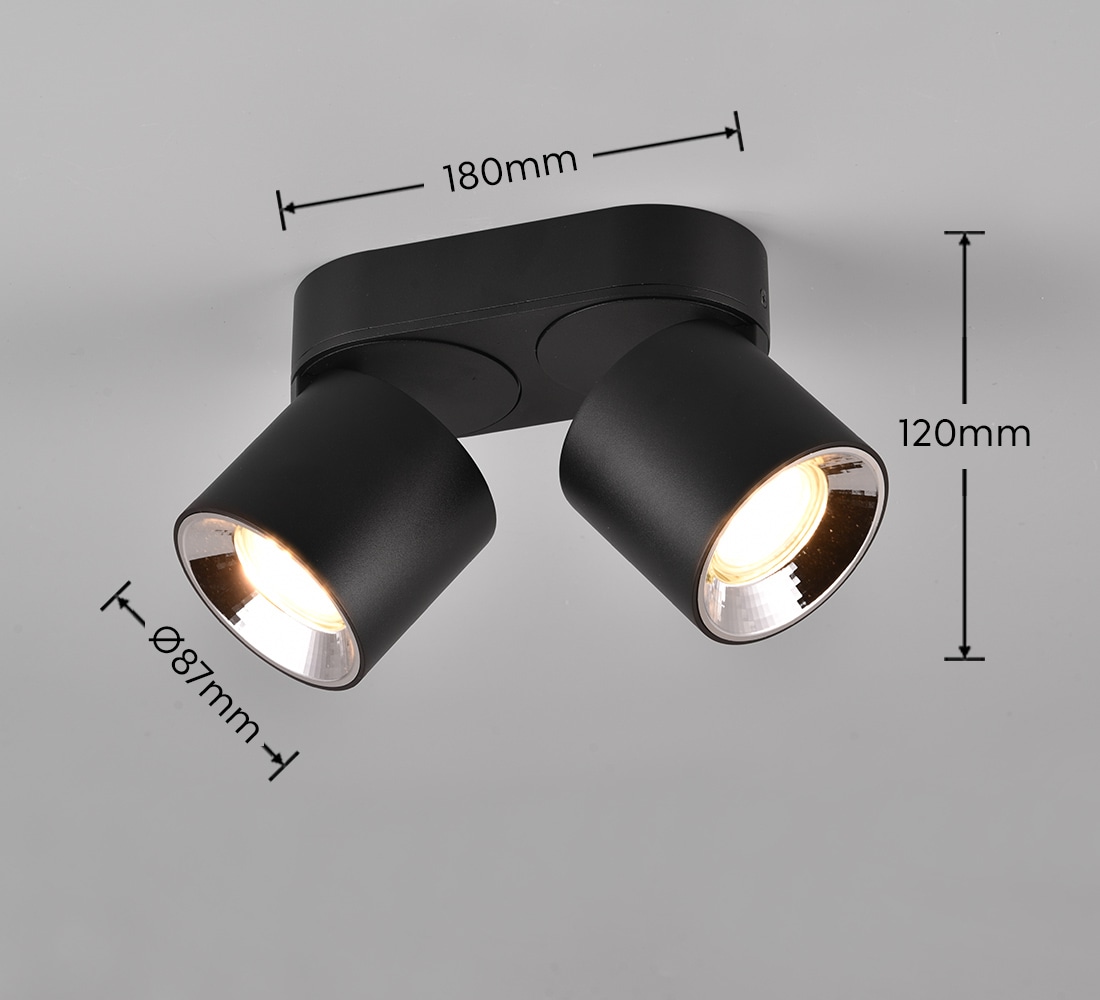 TRIO Leuchten Deckenleuchte »GUAYANA, Deckenspot 2-flammig exkl 2x GU10 max 10W Spot verstellbar«, 2 flammig, Leuchtmittel GU10 | Leuchtmittel wechselbar, als Aufbauspot oder Einbauspot nutzbar Spot schwenkbar und drehbar