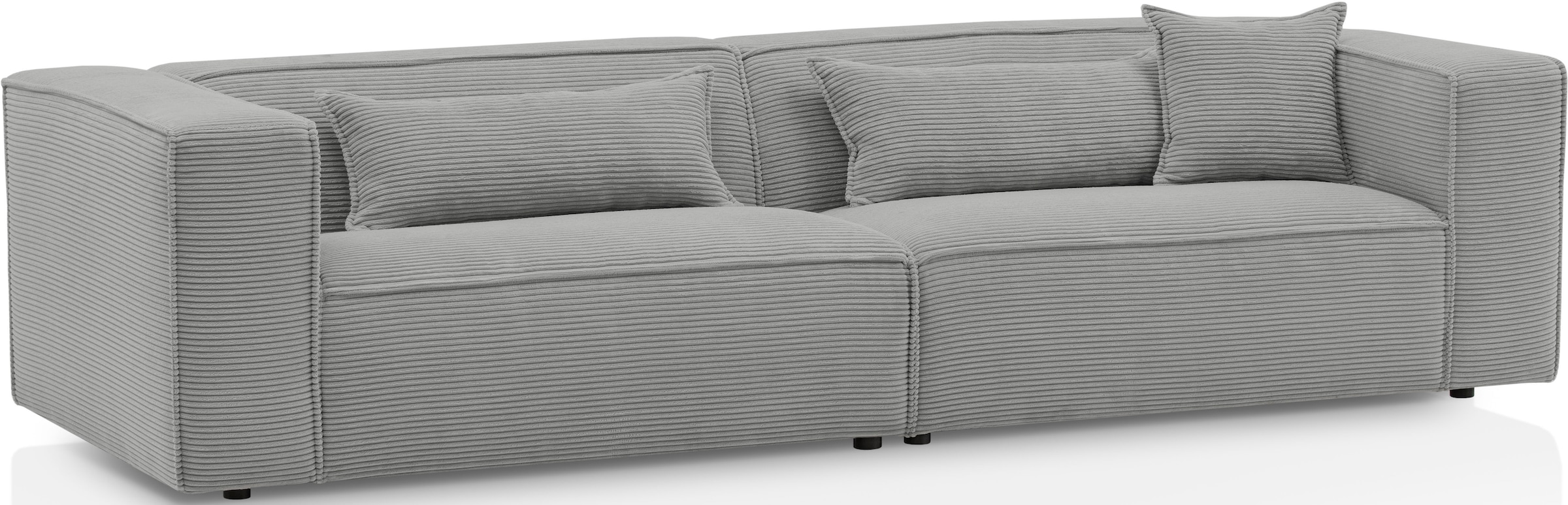 LeGer Home by Lena Gercke 3-Sitzer »PIARA, Couch mit Kedernaht, Sofa in Cord oder Leinenoptik«, schwarze Füße, bequemer Sitzkomfort