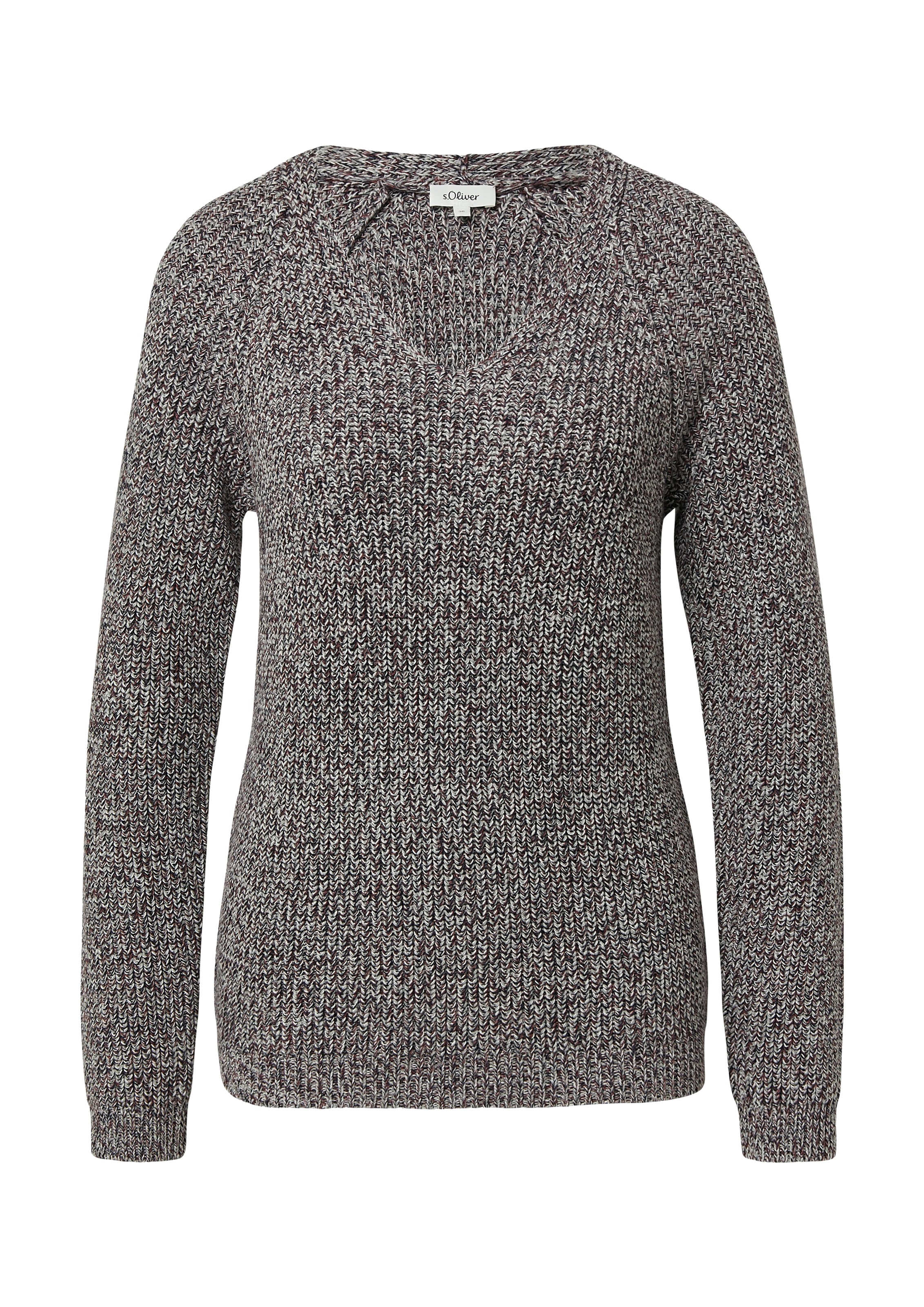 s.Oliver Strickpullover mit V-Ausschnitt, meliert