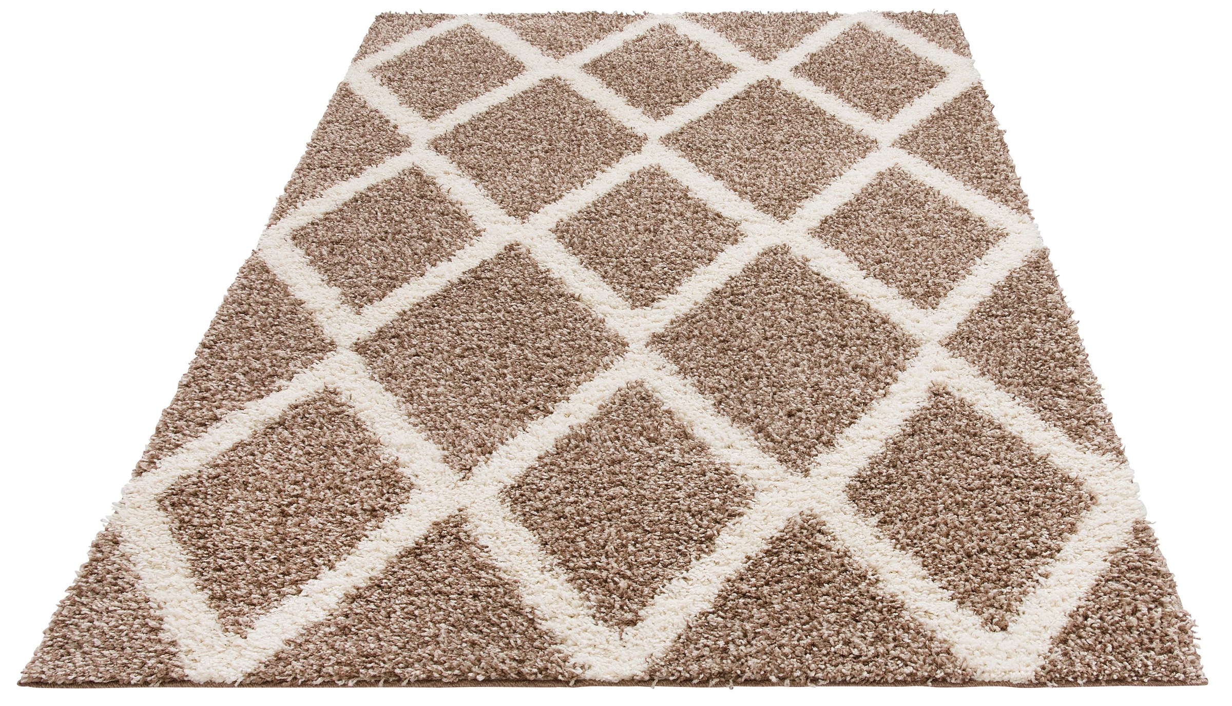 my home Hochflor-Teppich »Linz«, rechteckig, 31 mm Höhe, Rauten Design, Hochflor, besonders weicher Teppich, gewebt, rechteckig