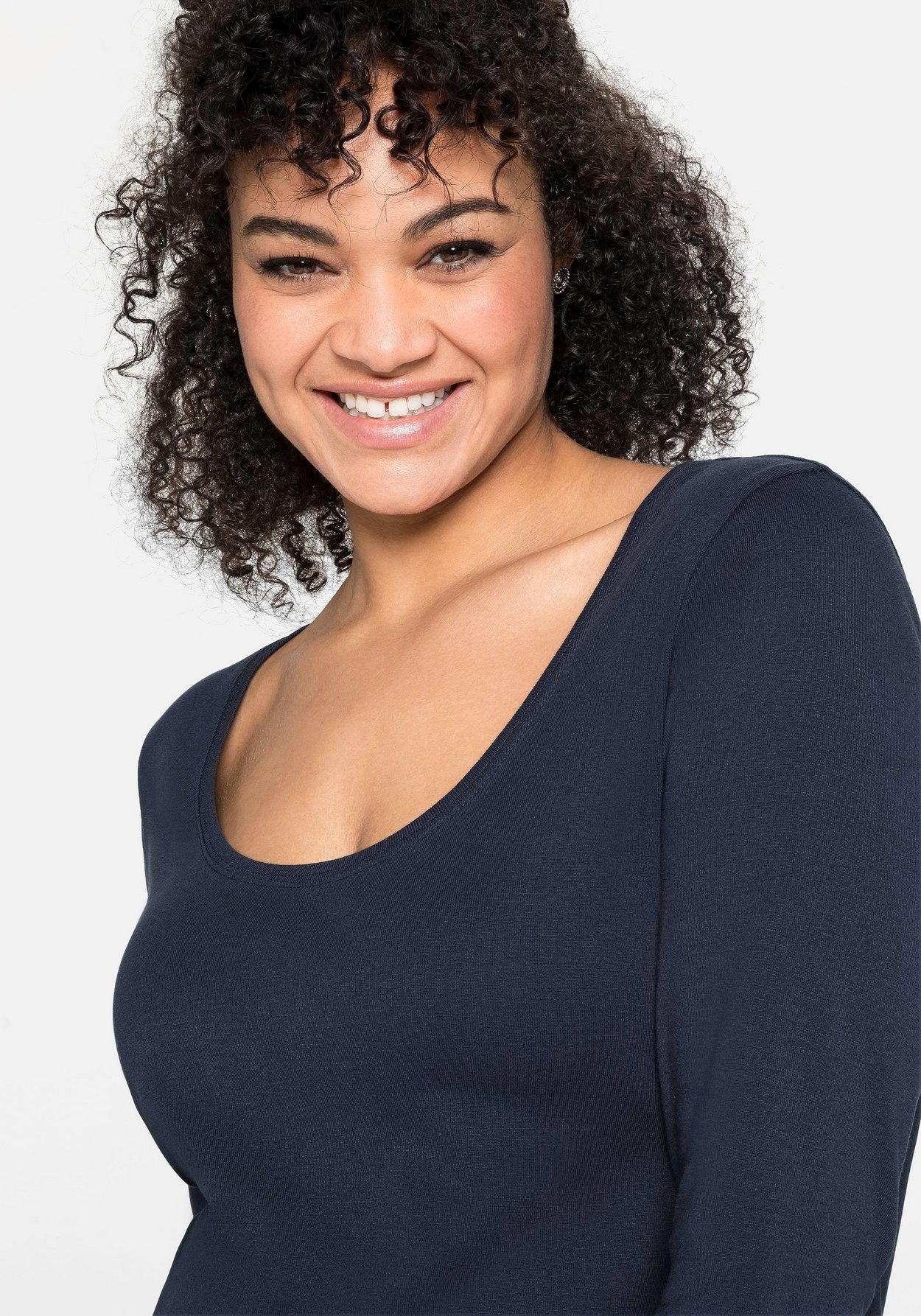 Sheego 3/4-Arm-Shirt »Shirt aus reiner Baumwolle«, aus reiner Baumwolle