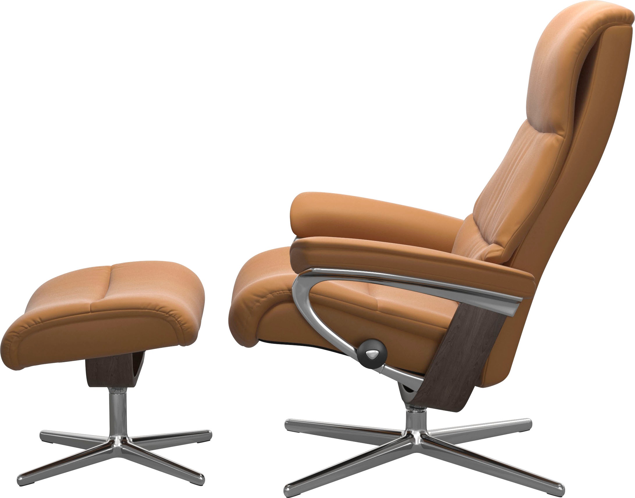 Stressless® Relaxsessel »View« Set, Relaxsessel mit Hocker,  mit Hocker, mit Cross Base, Größe S, M & L, Holzakzent Wenge