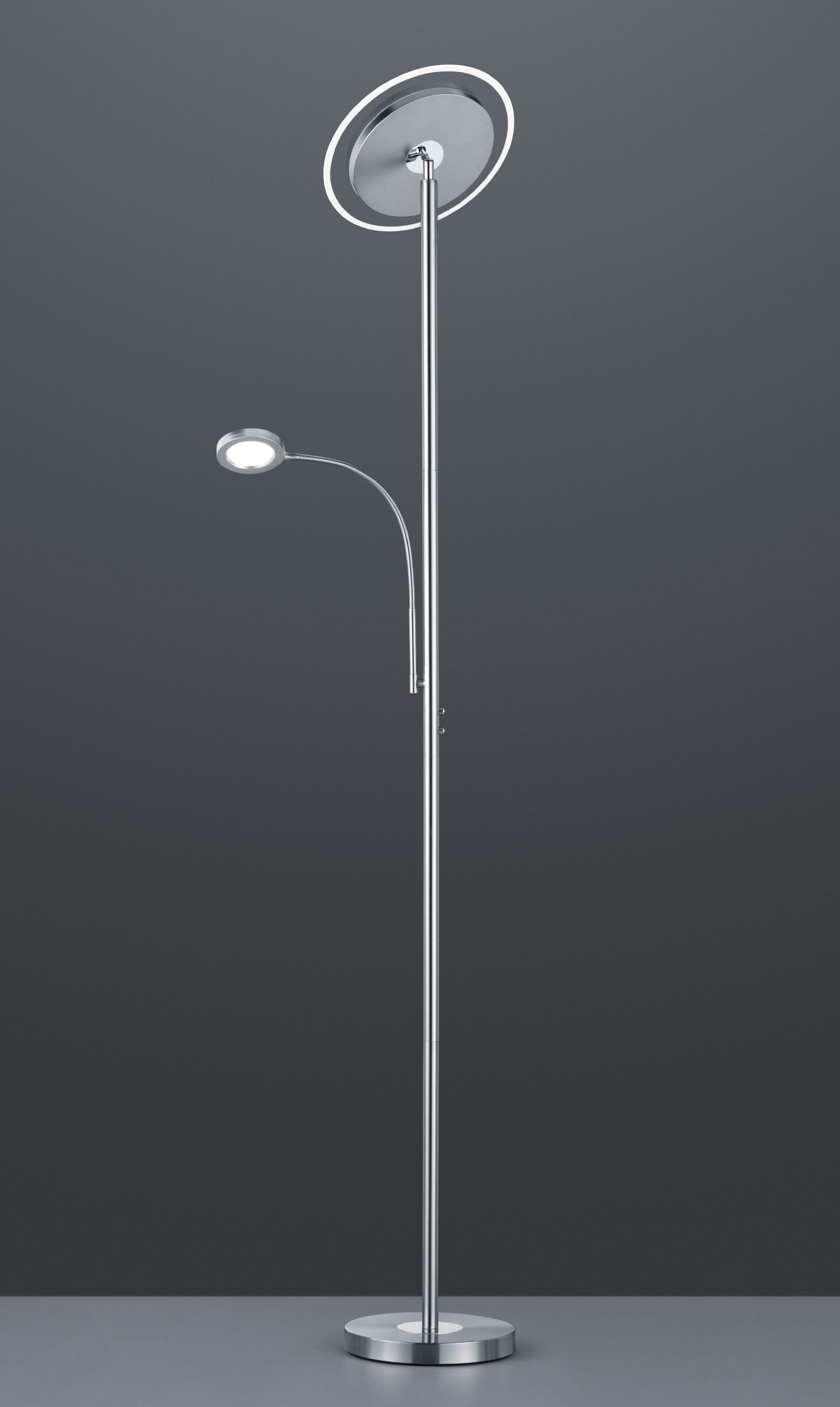 REALITY Leuchten LED Stehlampe »Ackbar«, 1 flammig, Leuchtmittel LED-Board | LED fest integriert, Touchdimmer, Lesearm, Fluterschale kippbar, 1700 Lumen, 3000 Kelvin